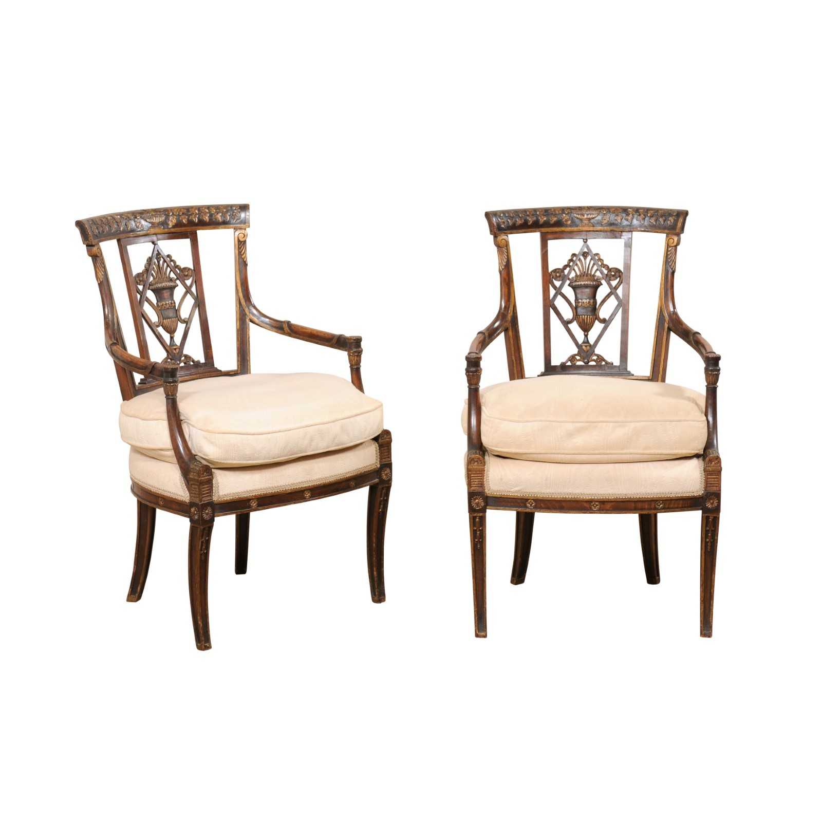 Antique Armchairs w/Neoclassical Carvings 