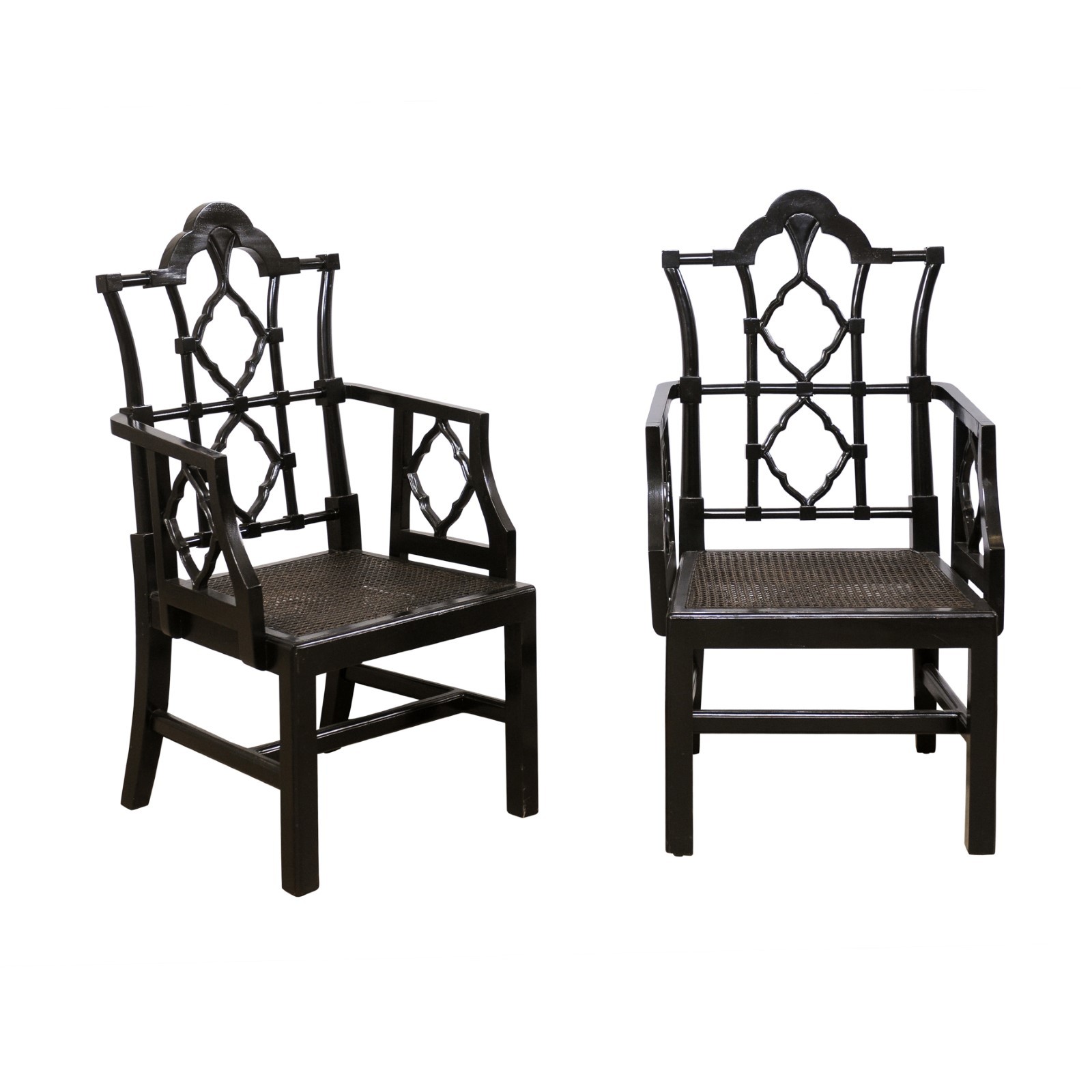 "Modern Chippendale" Style Cane Seat Chairs