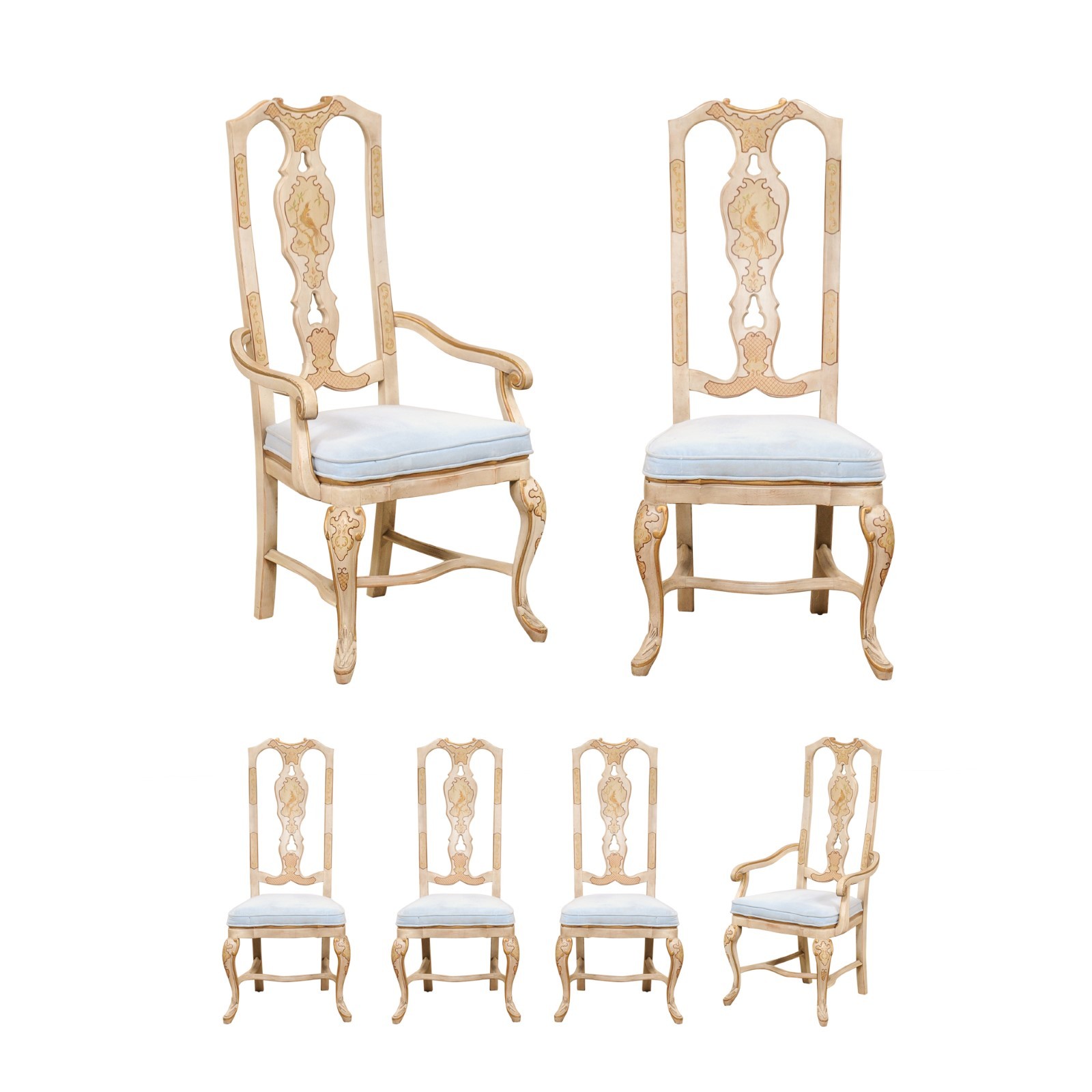 Set of 6 English Chinoiserie Style Chairs