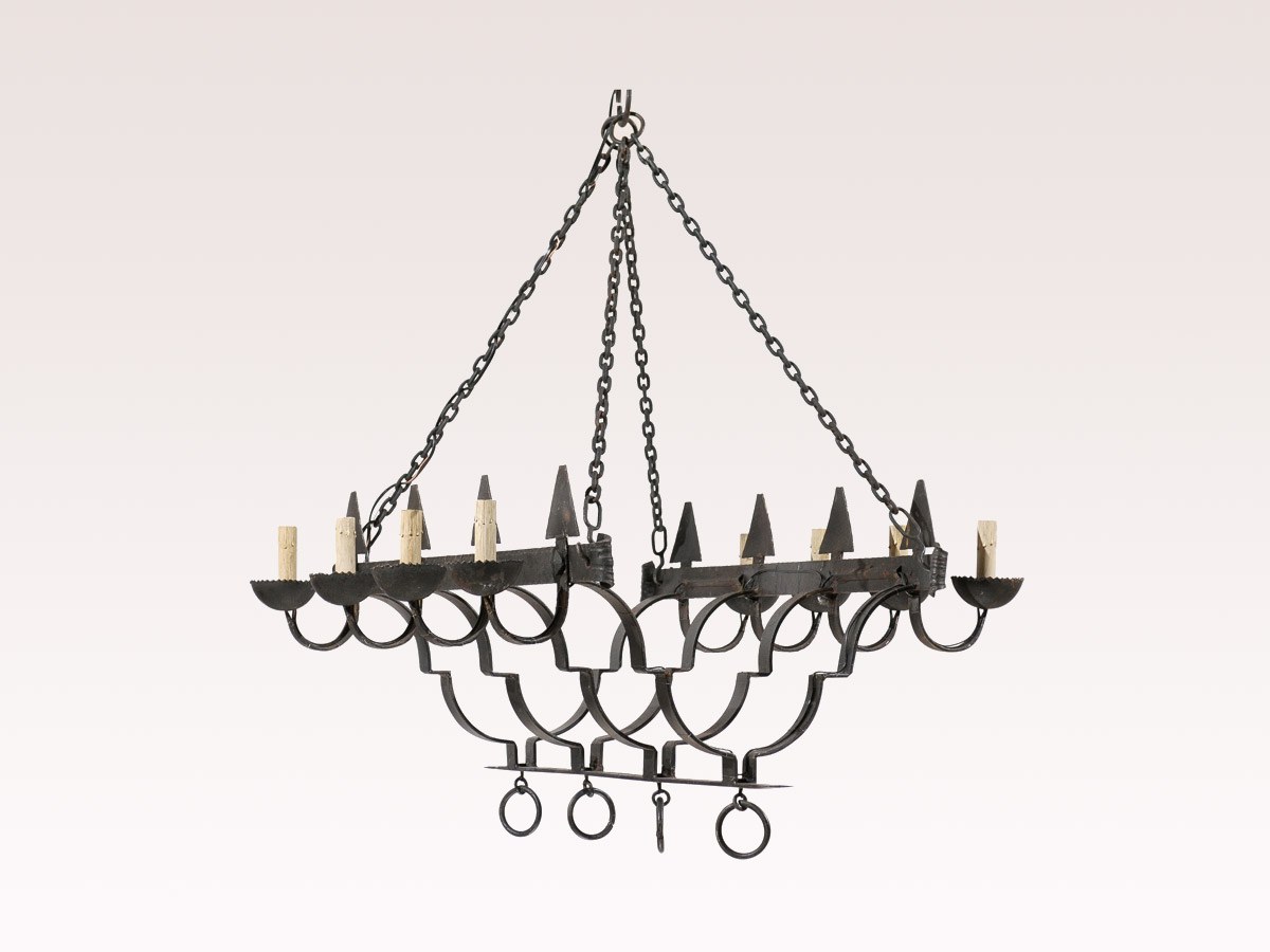 A French Forged Iron Chandelier