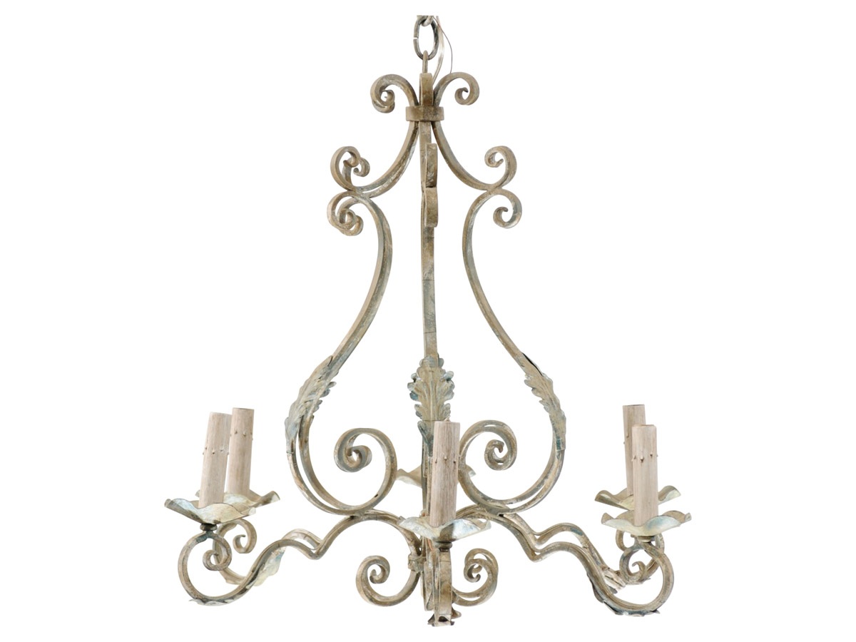 French Painted Iron Chandelier- Cute Size!