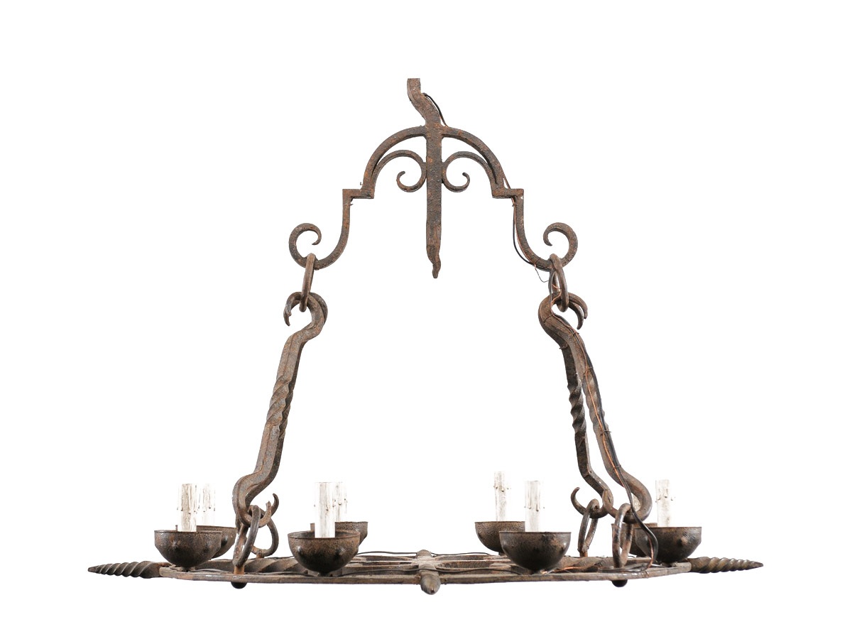 A French Forged Iron 8-Light Chandelier