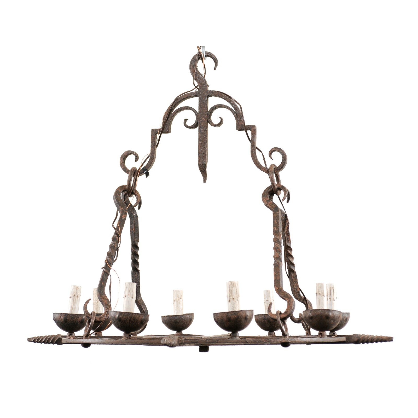 A French Circular 8-Light Iron Chandelier