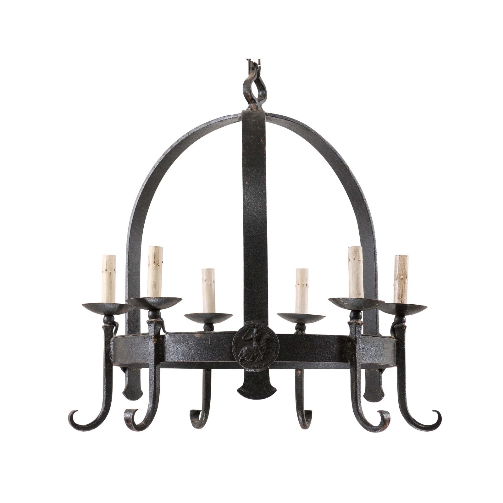 French Domed-Iron 6-Light Chandelier
