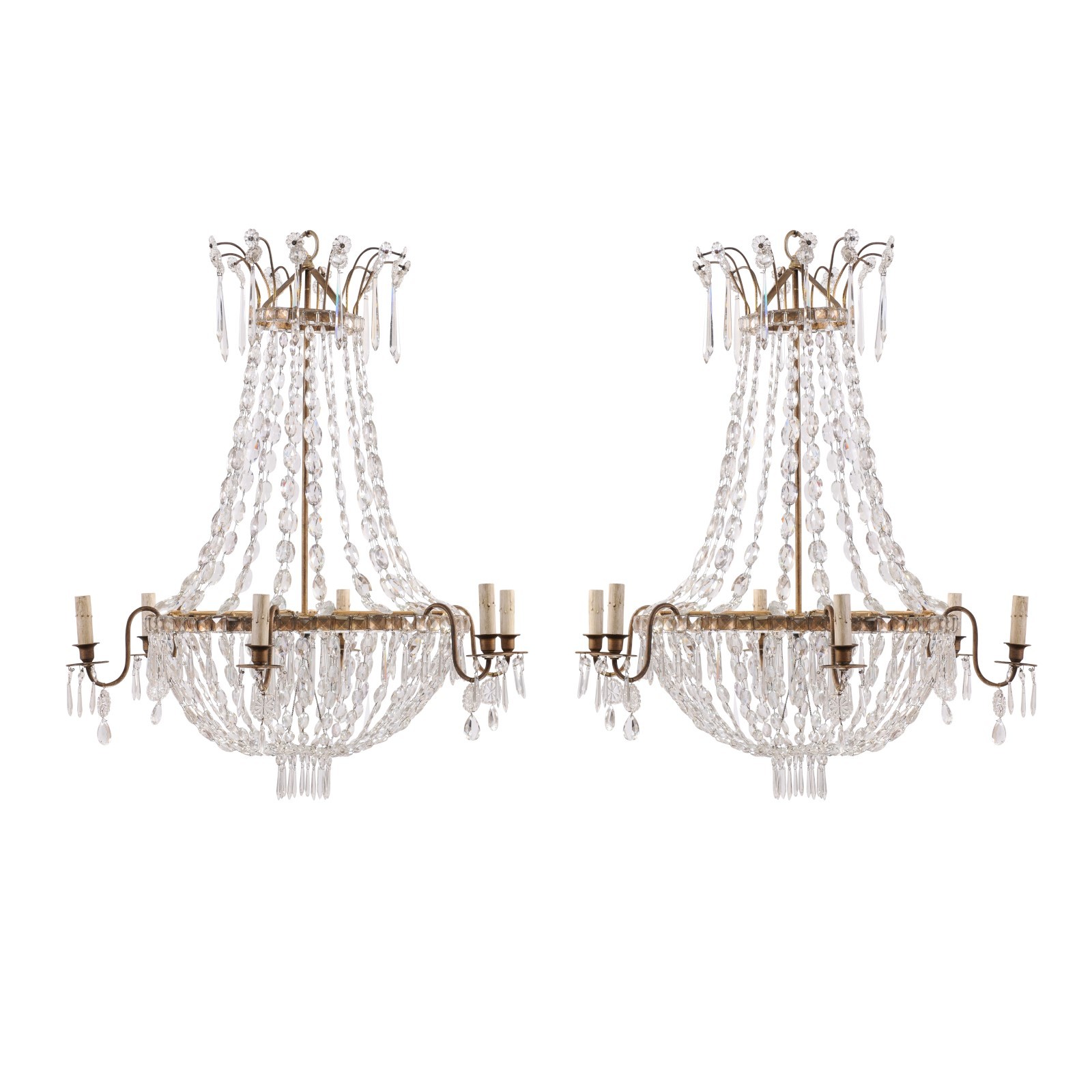 Empire-Style Crystal Chandeliers, France 