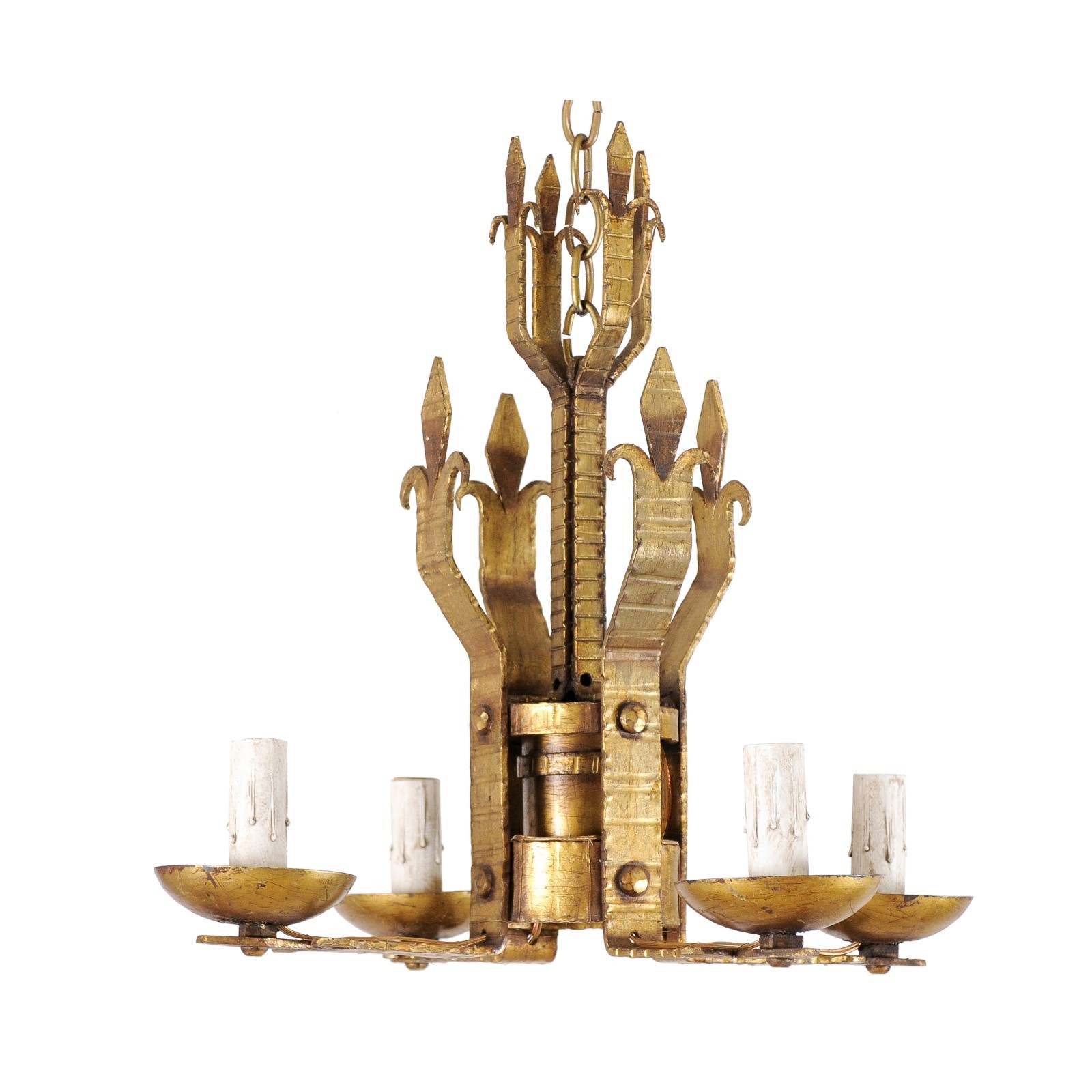 French Fleur-De-Lys Motif Gold Chandelier