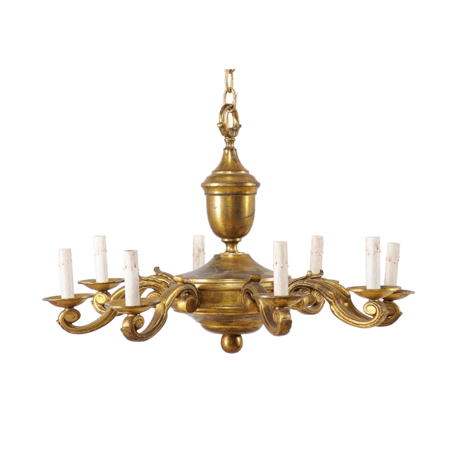 French 8-Light Gold-Tone Chandelier