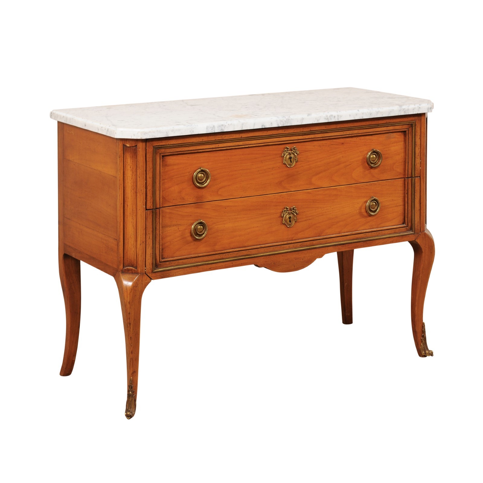 French Raised Two-Drawer Chest w/Marble Top