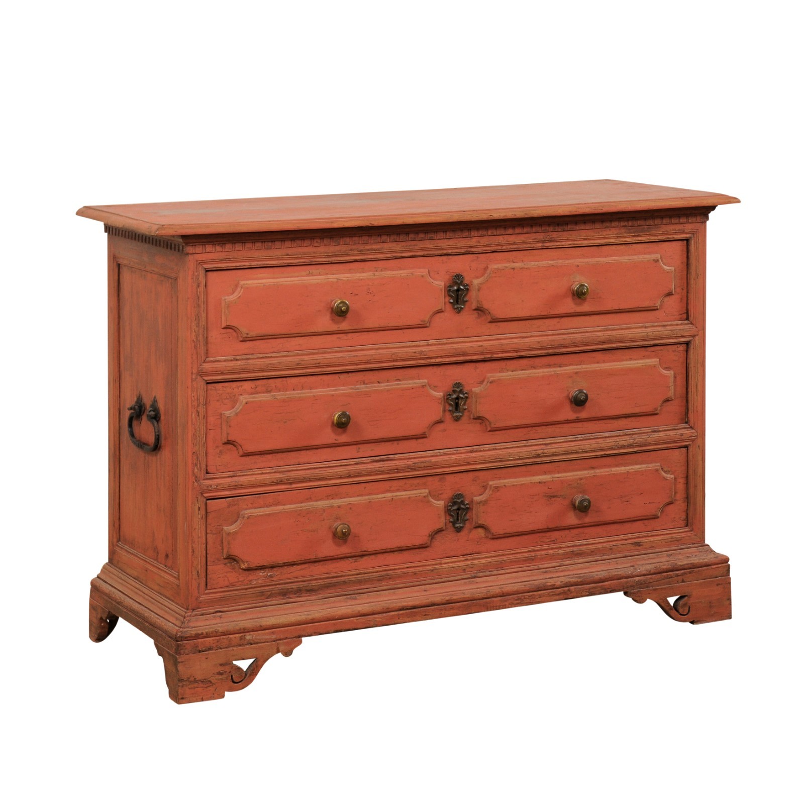 Antique Italian Commode in Muted Red Hues 