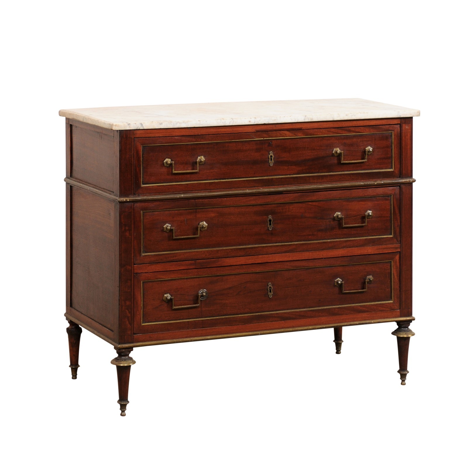 French Mahogany Chest w/Original Marble Top
