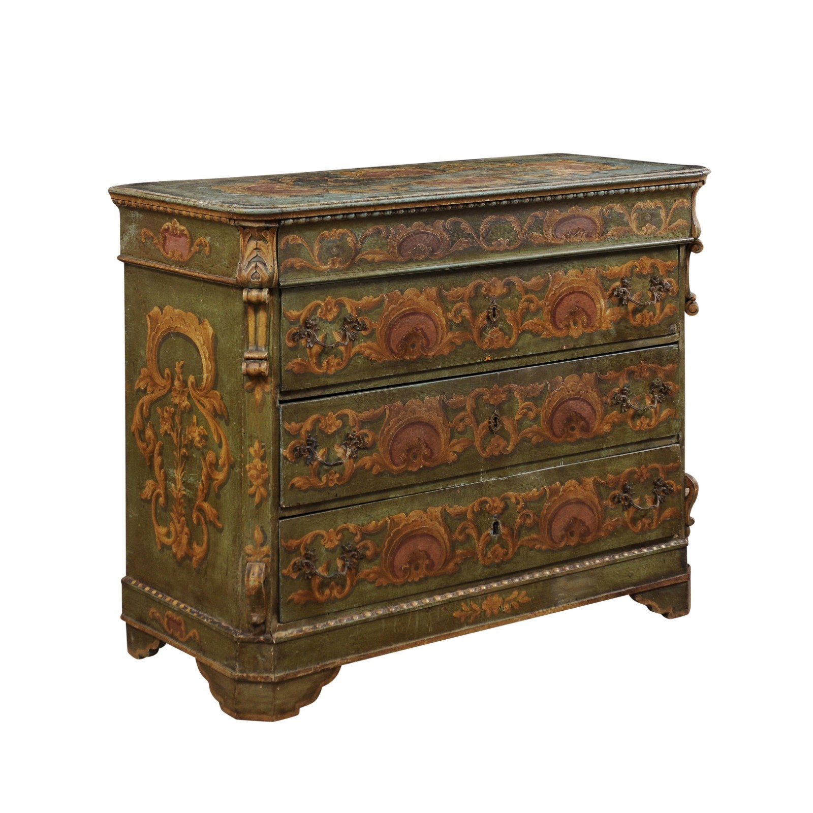 19th C. Chest w/ Original Artisan Paint