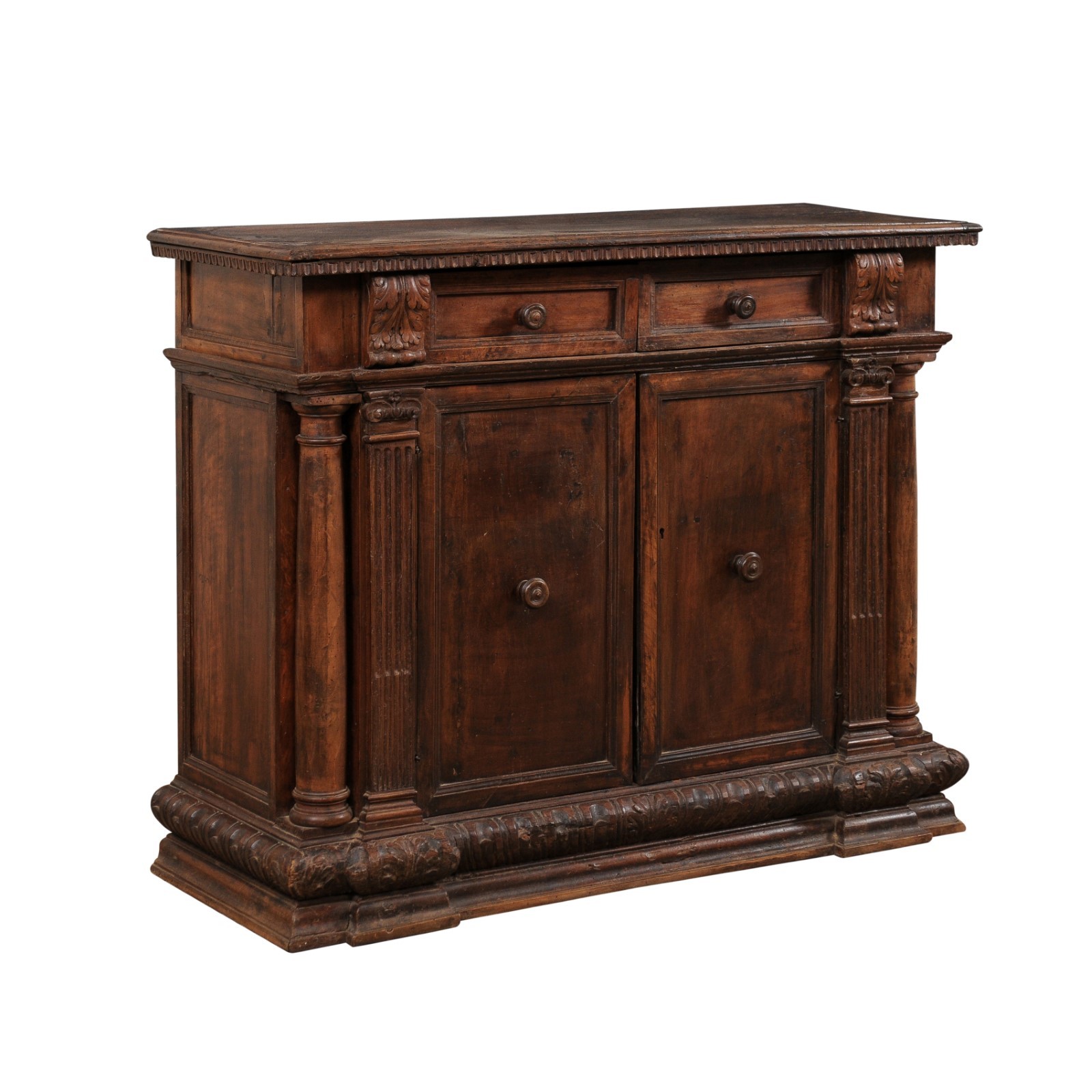 Early 19th C. Cabinet w/Pilaster Side Posts