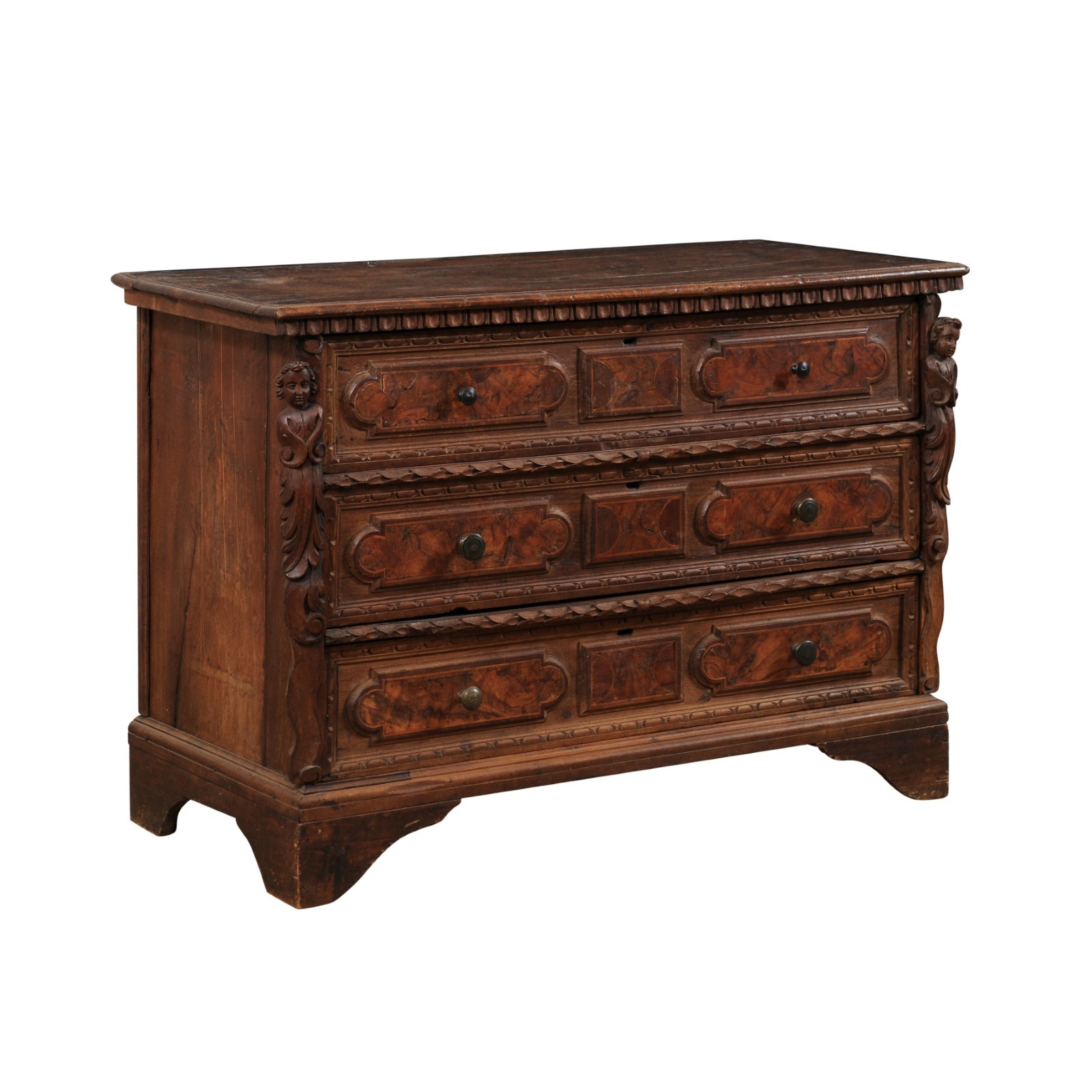 18th C. Italian Chest w/ Carved Putti