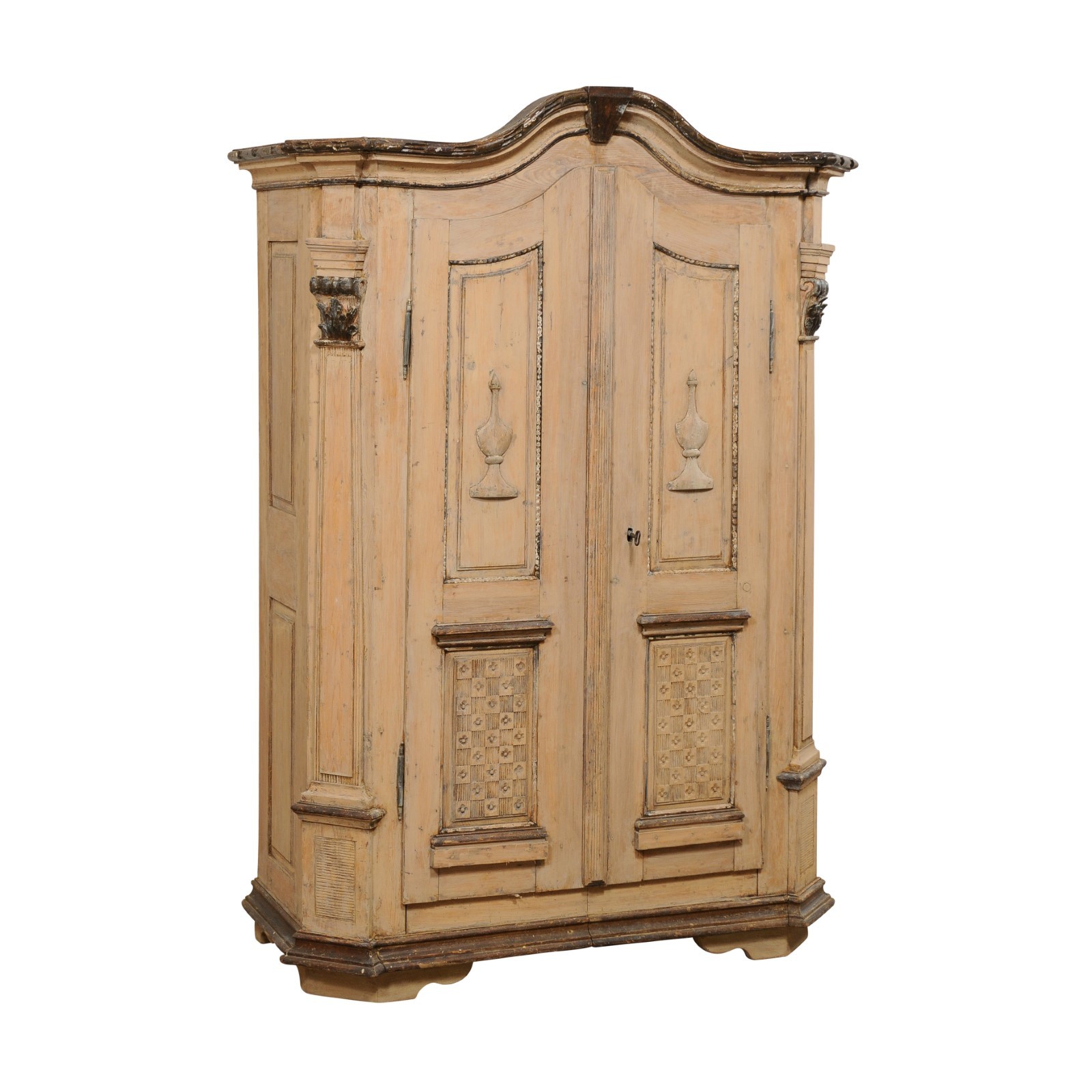 German 19th c Tall Cabinet w/Arched Cornice