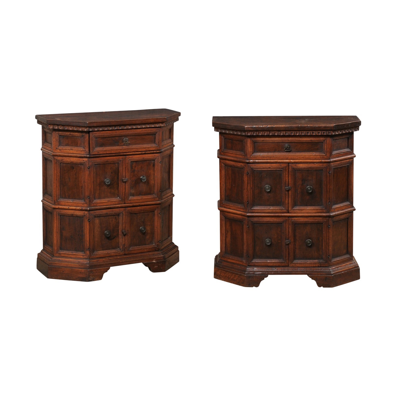 Pair Antique Petite Console Cabinets, Italy