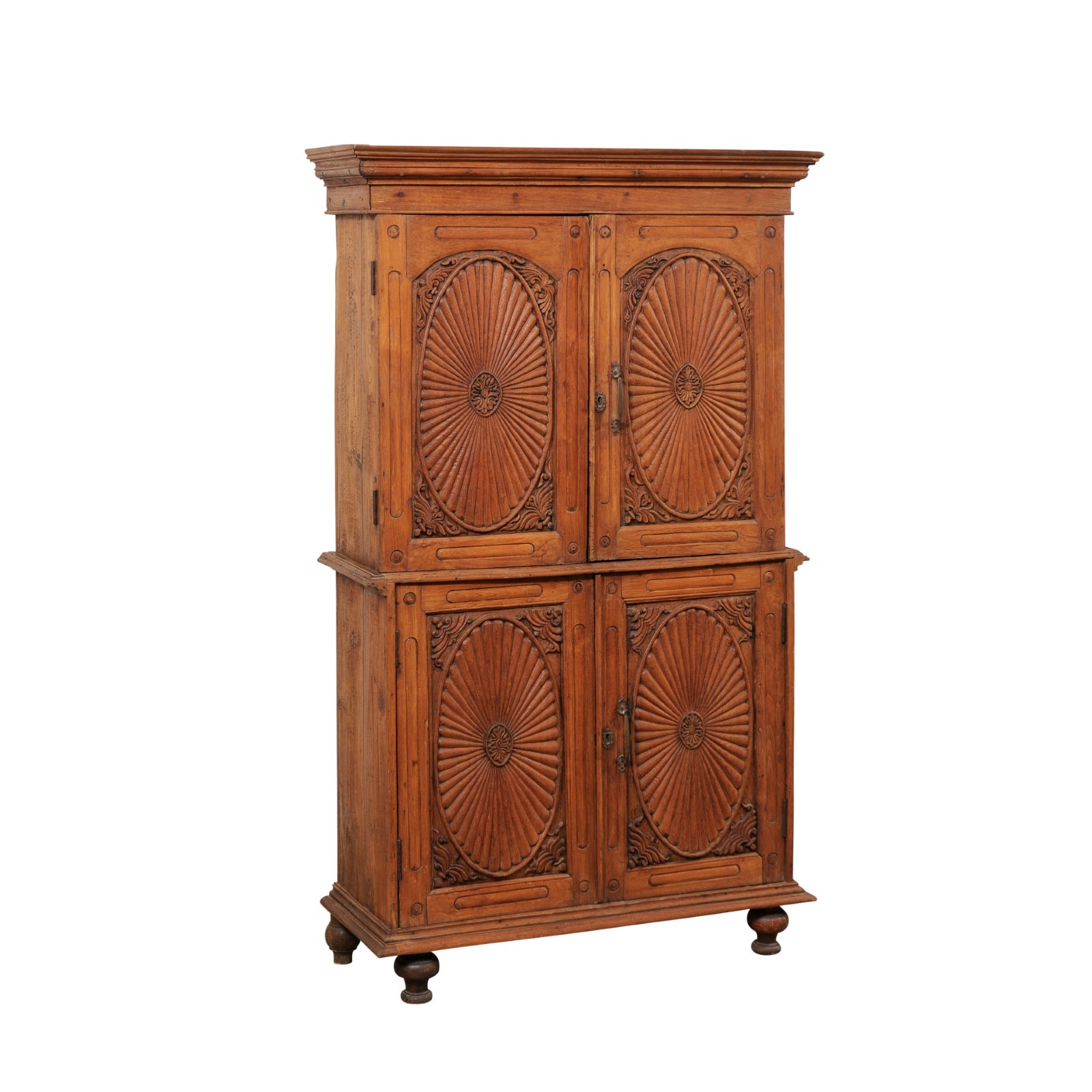 19th c British Colonial Carved Teak Cabinet