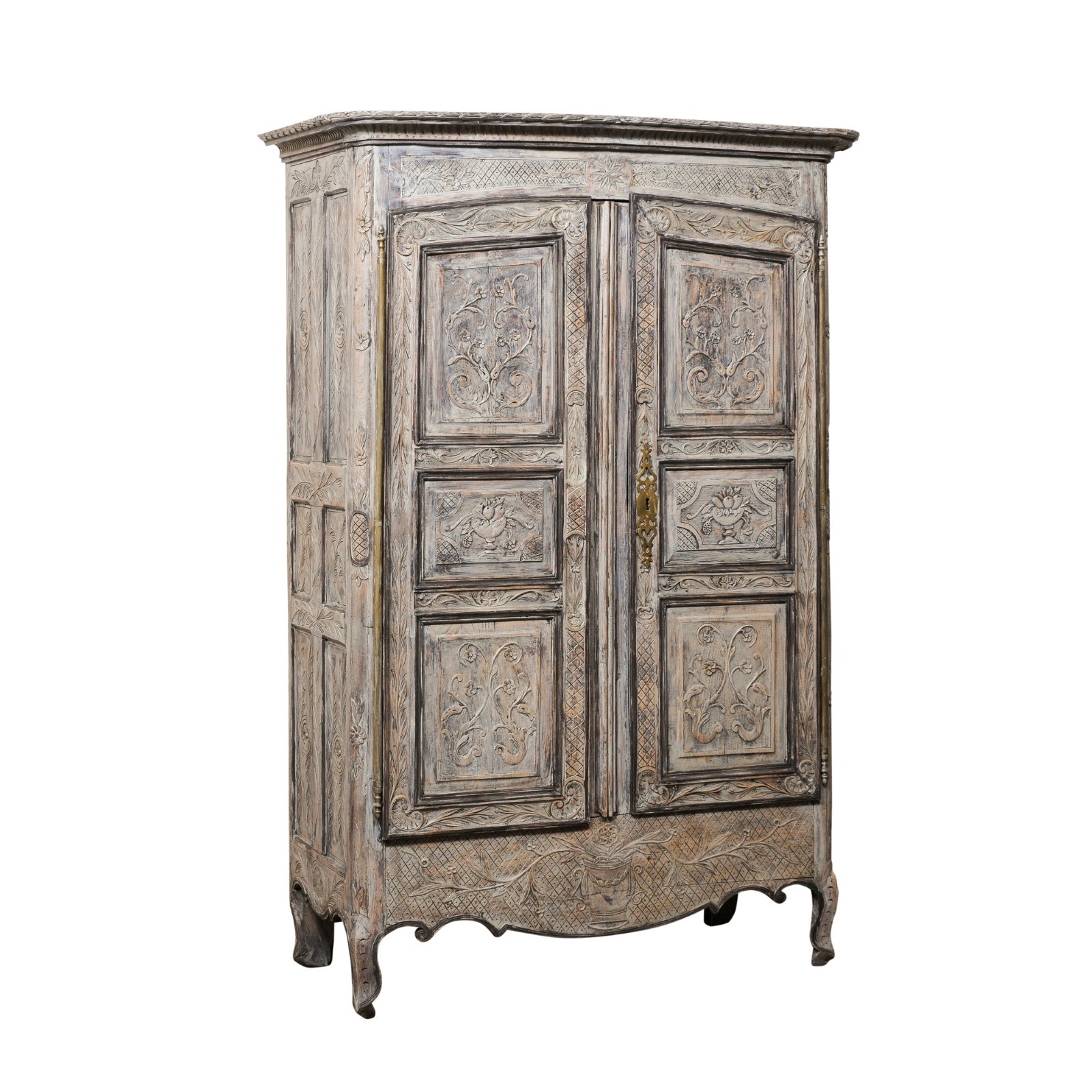 French Beautifully-Carved Antique Armoire 