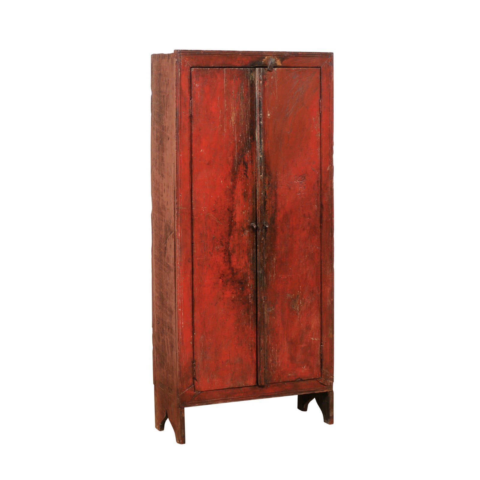 Antique Brazilian Tall 2-Door Cabinet, Red