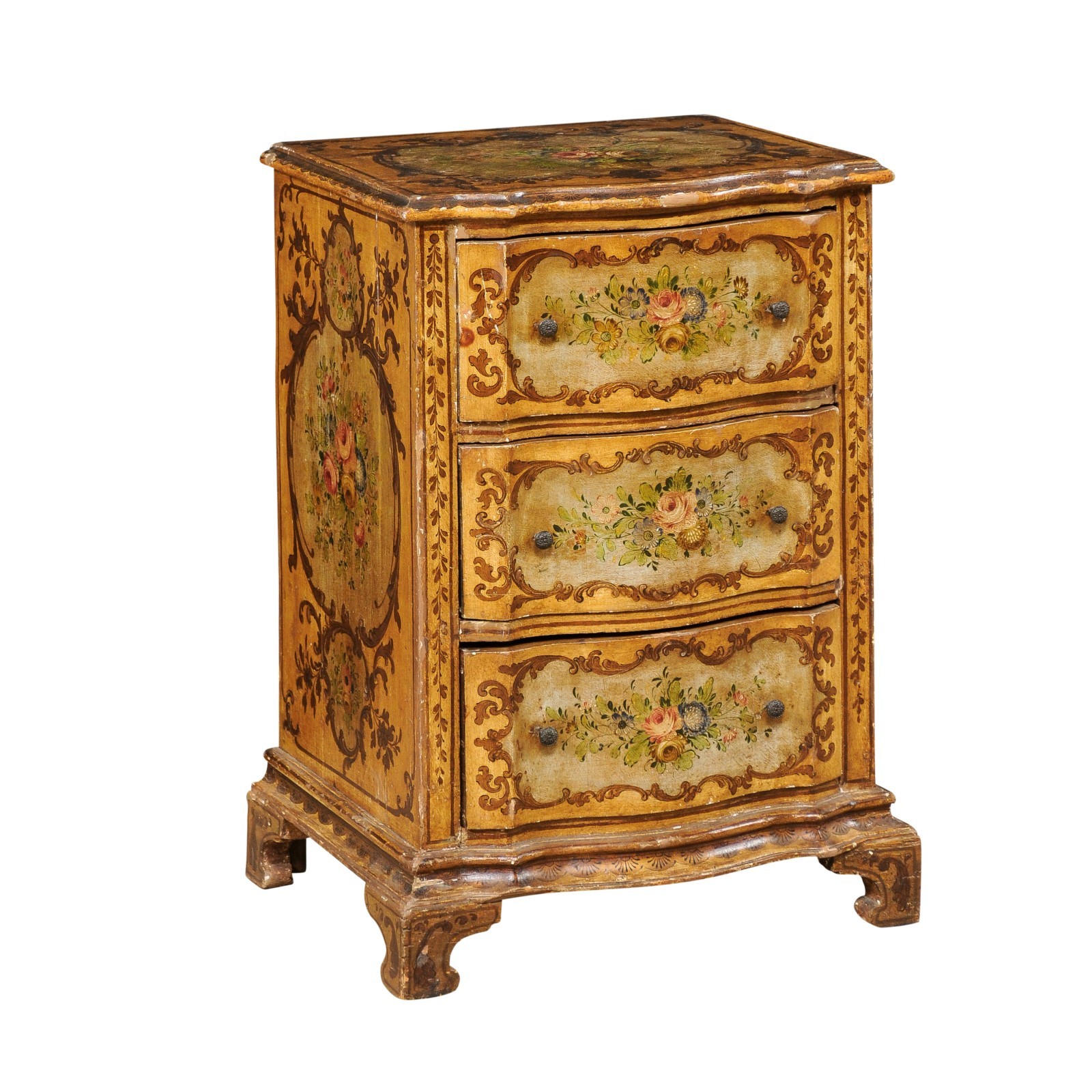 Italian Floral-Painted Petite Chest, 19th c