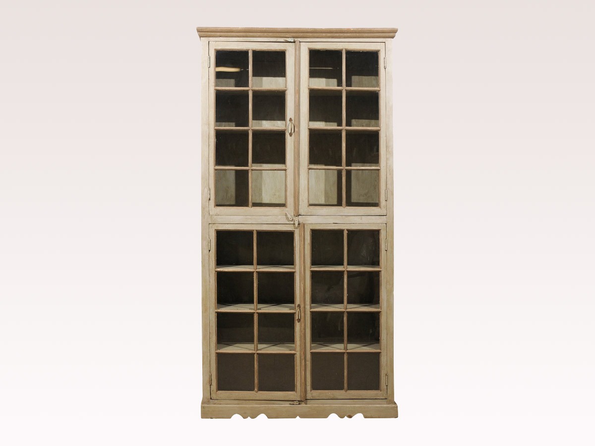 Tall Painted Glass Door Cabinet