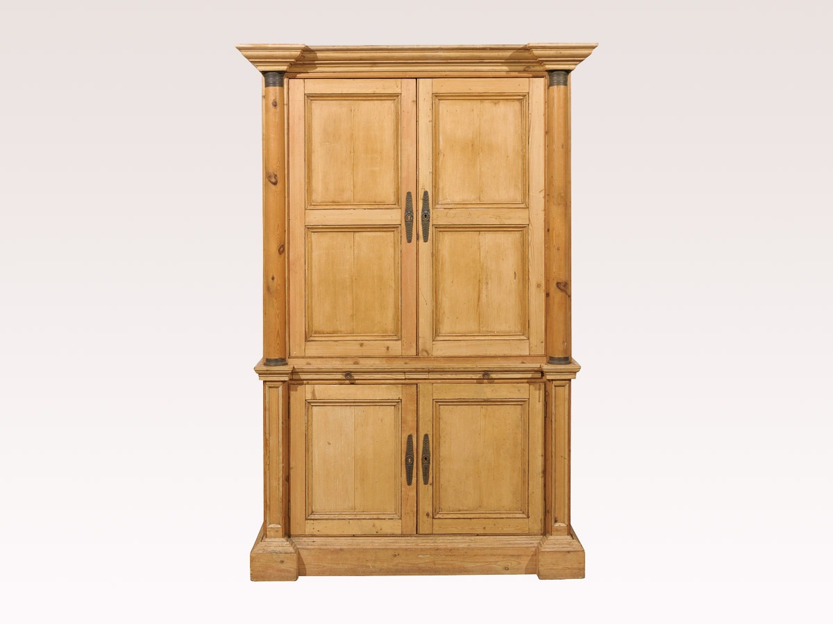 Tall English Natural Wood Cabinet