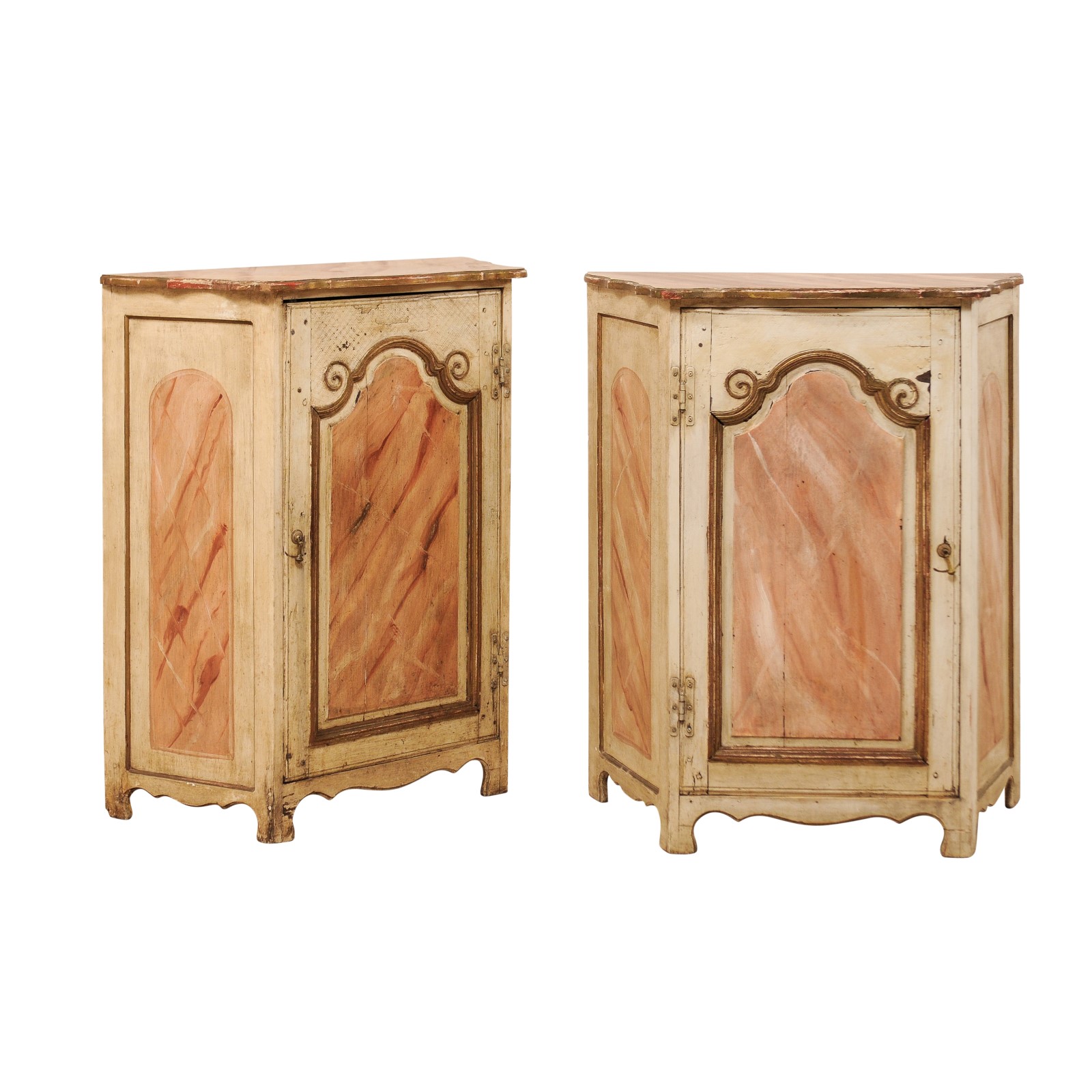 Italian Pair of Painted Wood Commodini