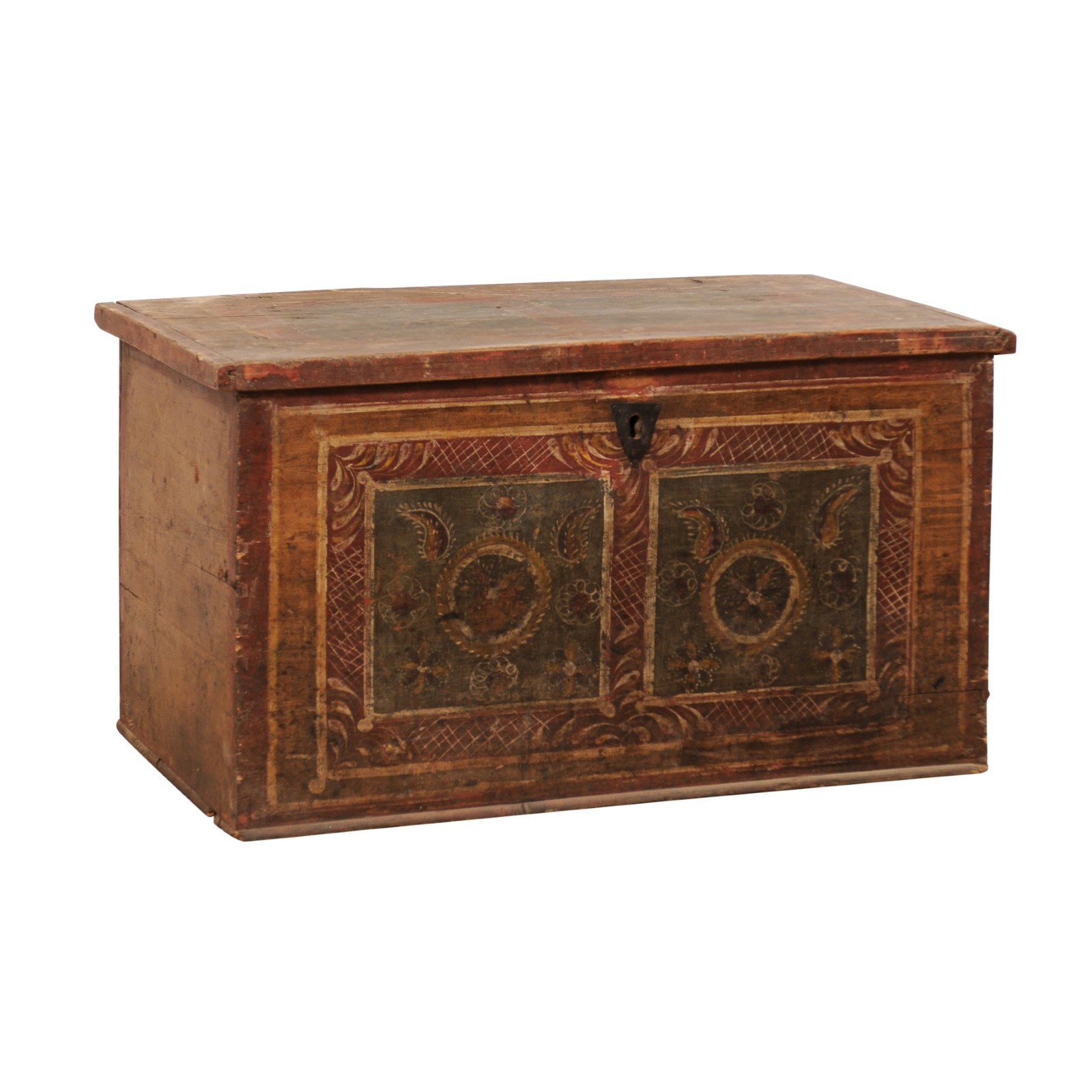 19th C. Coffer w/Original Hand-Painting