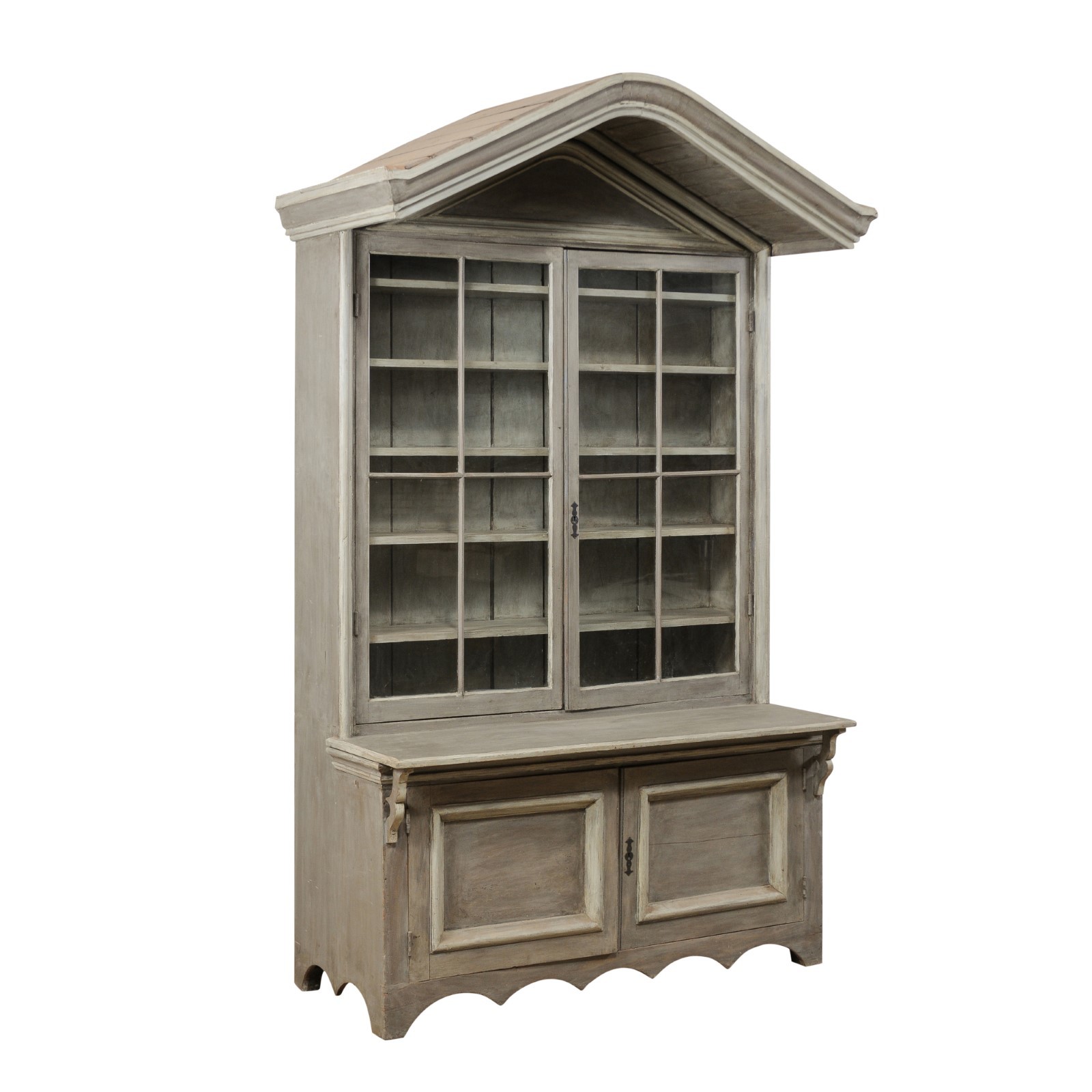 Antique Shop Cabinet w/ Canopy Bonnet Top