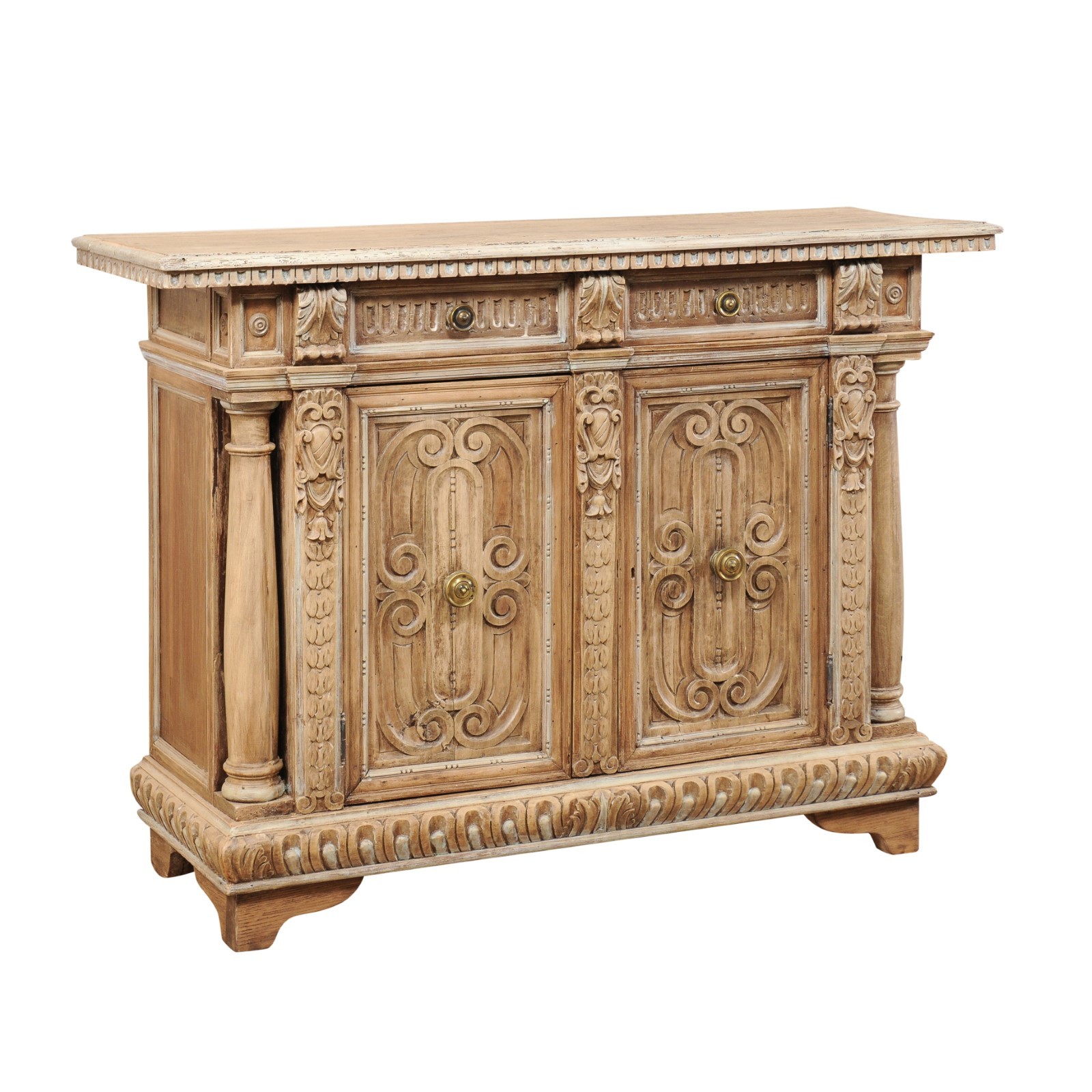 Italian 19th C. Console Cabinet w Columns 996 A. Tyner Antiques