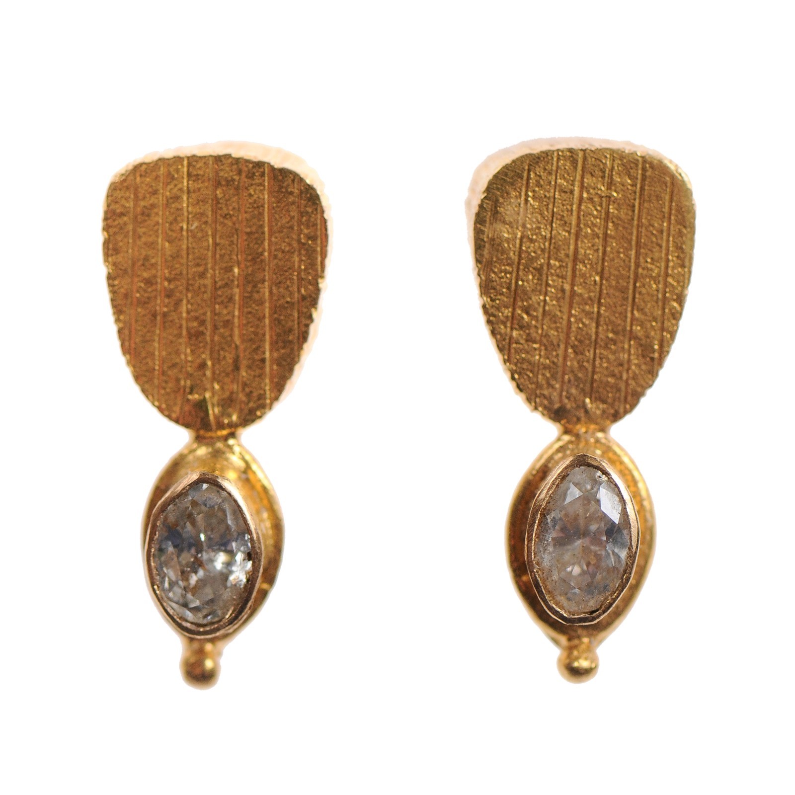Beautiful Artisan Gold & Diamond Earrings