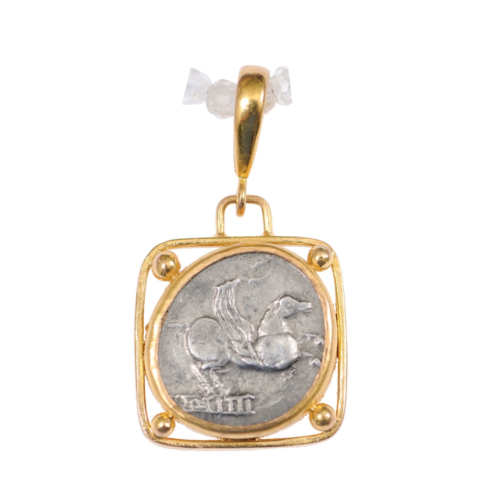 Ancient Roman Pegasus Coin 22k Gold Pendant