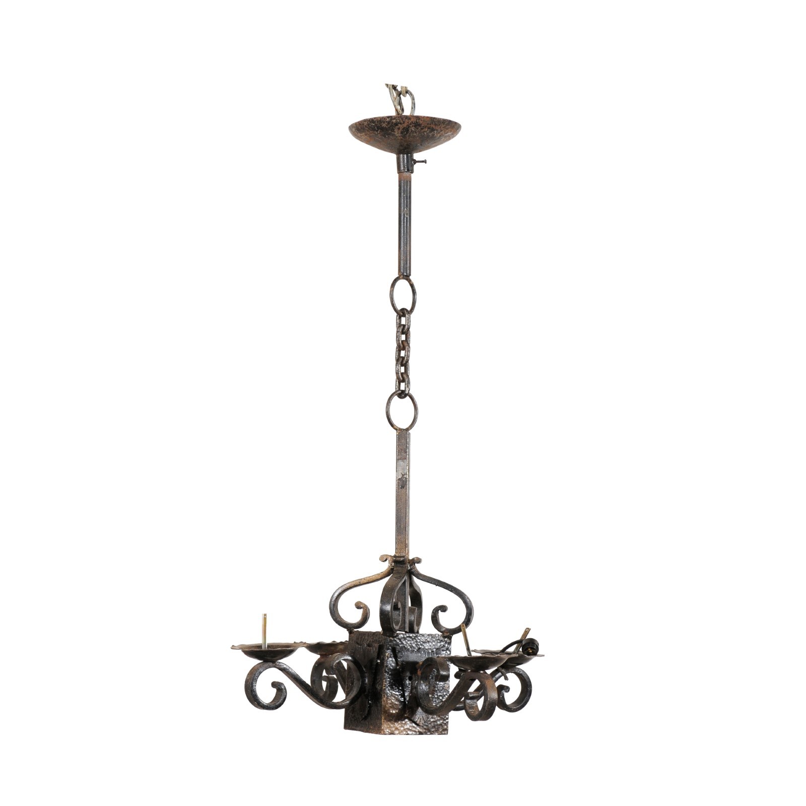 French Four-Light Suspended Chandelier