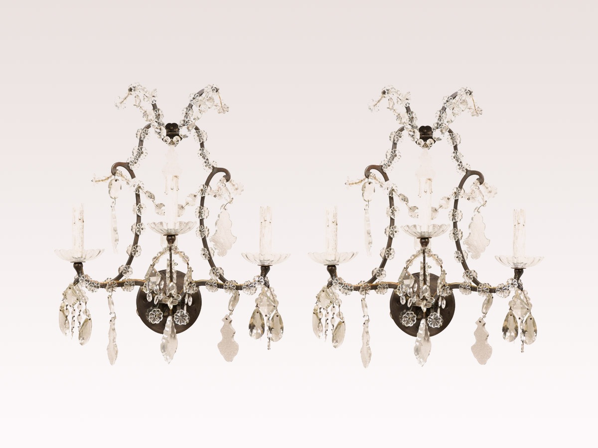 Pair of Crystal Vintage Sconces