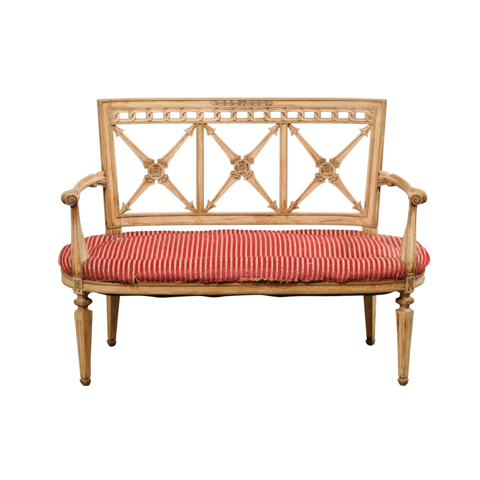 Neoclassical Style Wood Settee w/Oval Seat