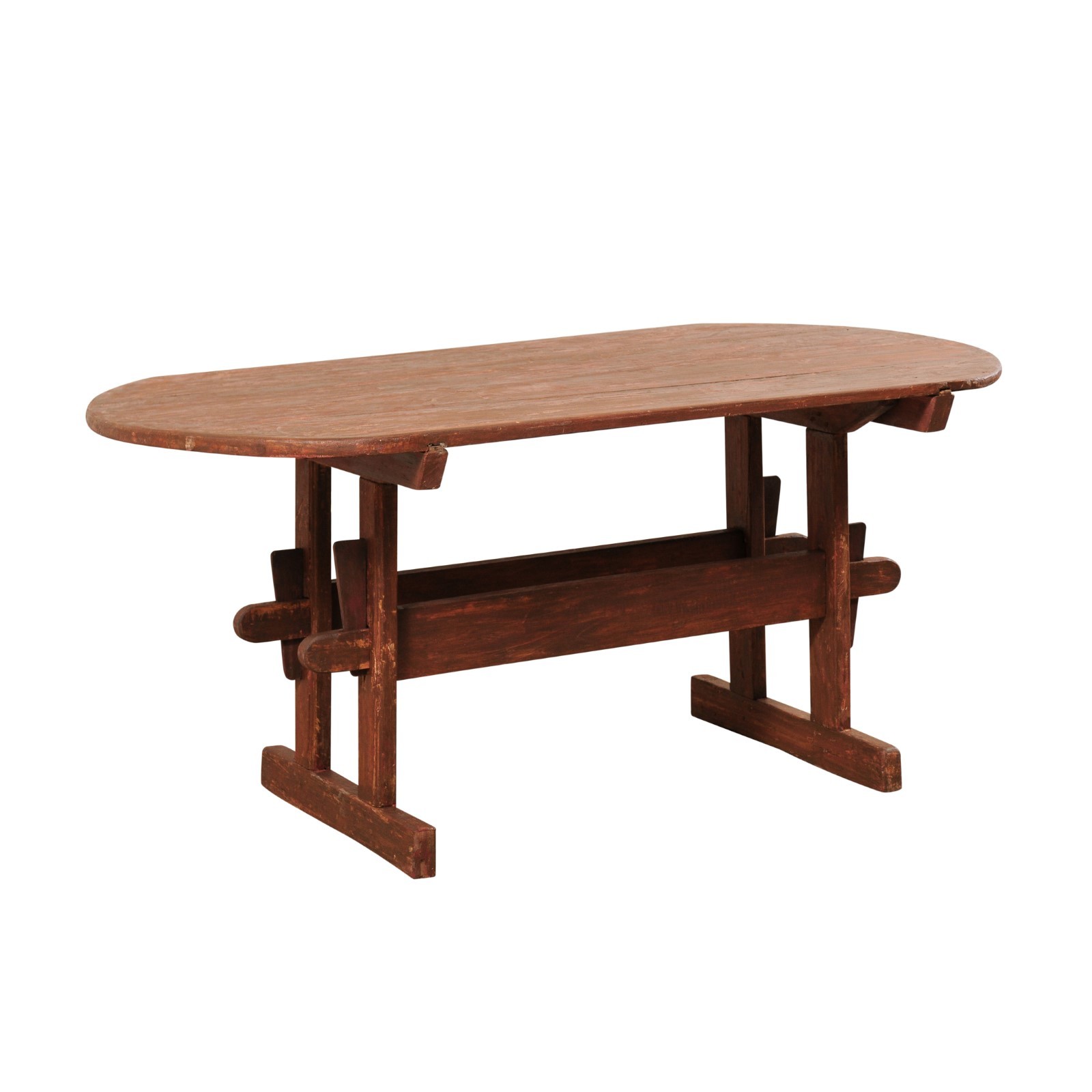 Swedish 19th C. Falun Red Trestle Table