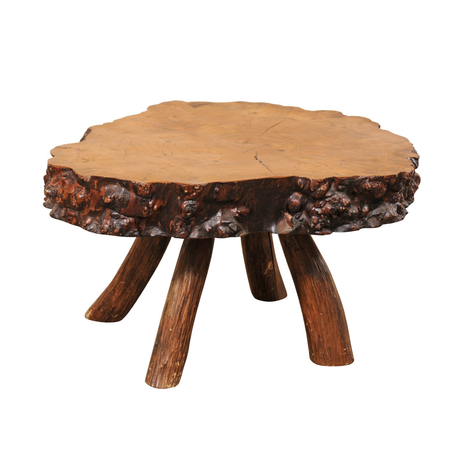 Spanish Burl Wood Slab Coffee Table