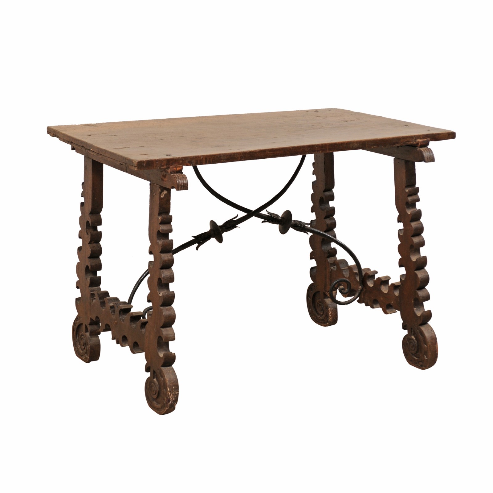 Spanish 18th C. Table w/Iron Stretcher