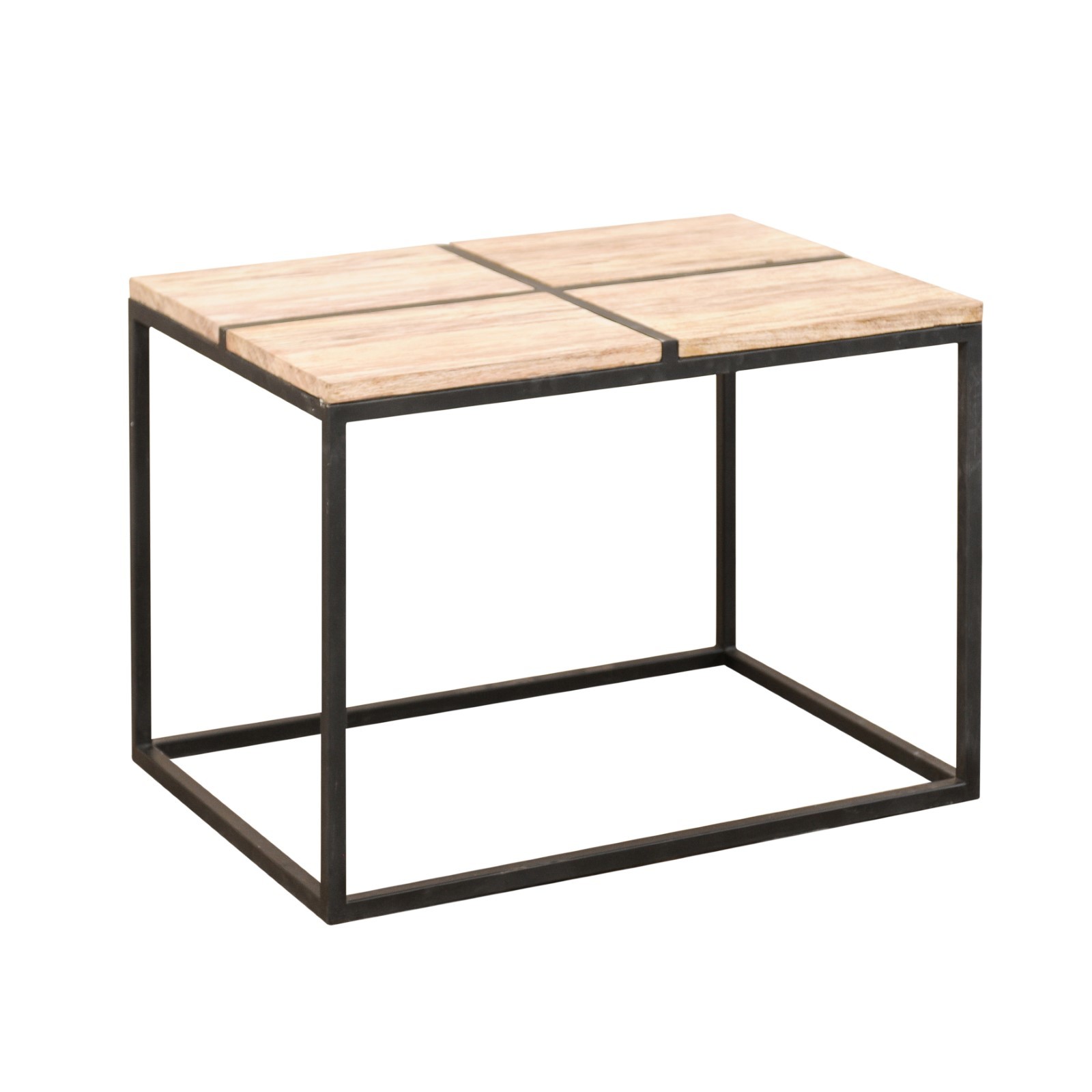 Petrified Wood Top & Iron Base Coffee Table