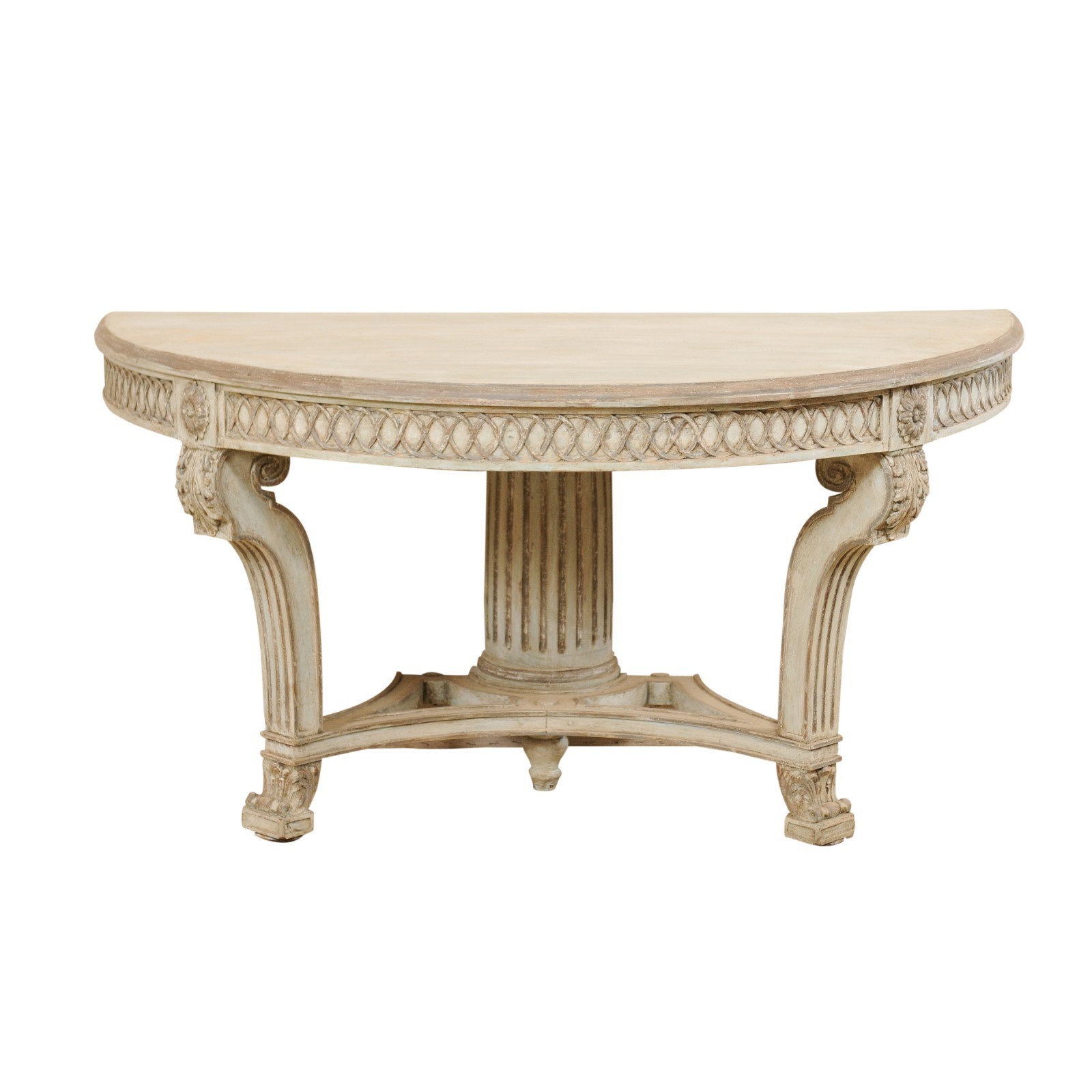 Italian Carved & Painted Demi-Lune Table