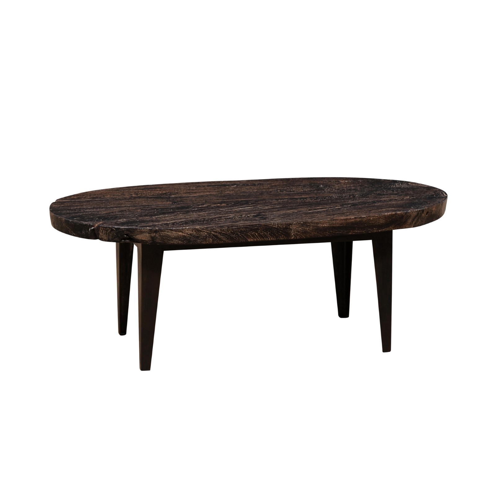 Carbonized Teak Wood Oval Coffee Table 