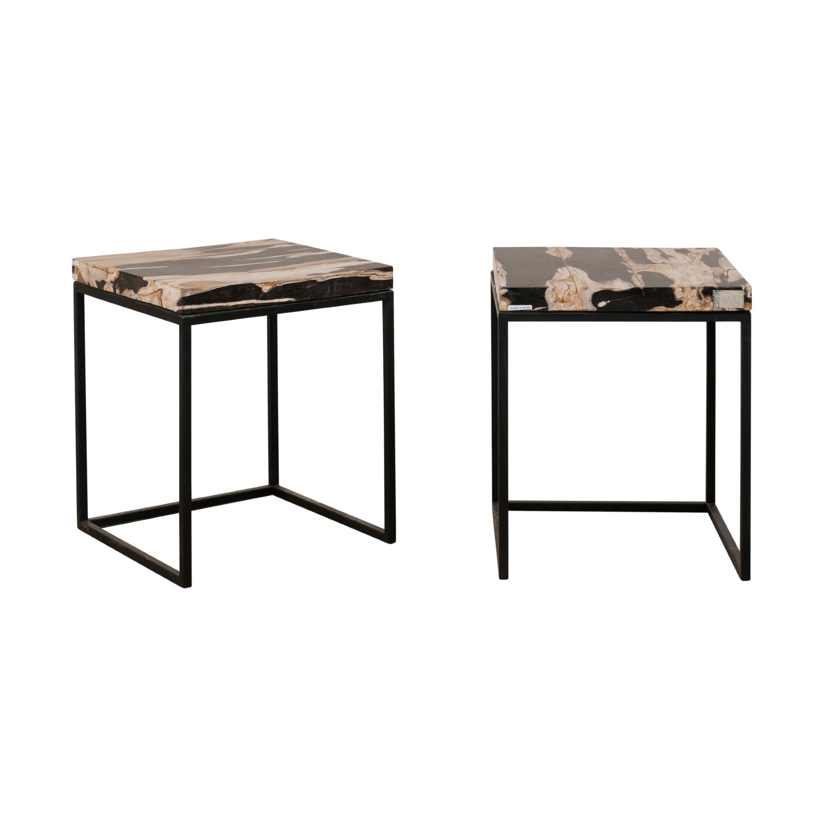 Black & Tan Petrified Wood Top Side Tables