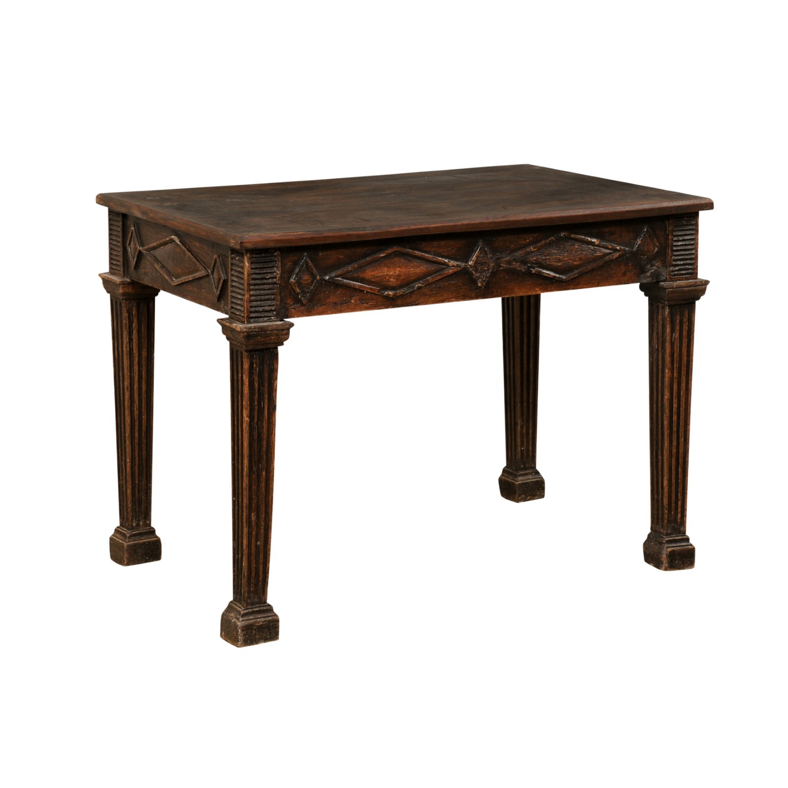 19th C. Table w/Diamond Carved Skirt, Italy