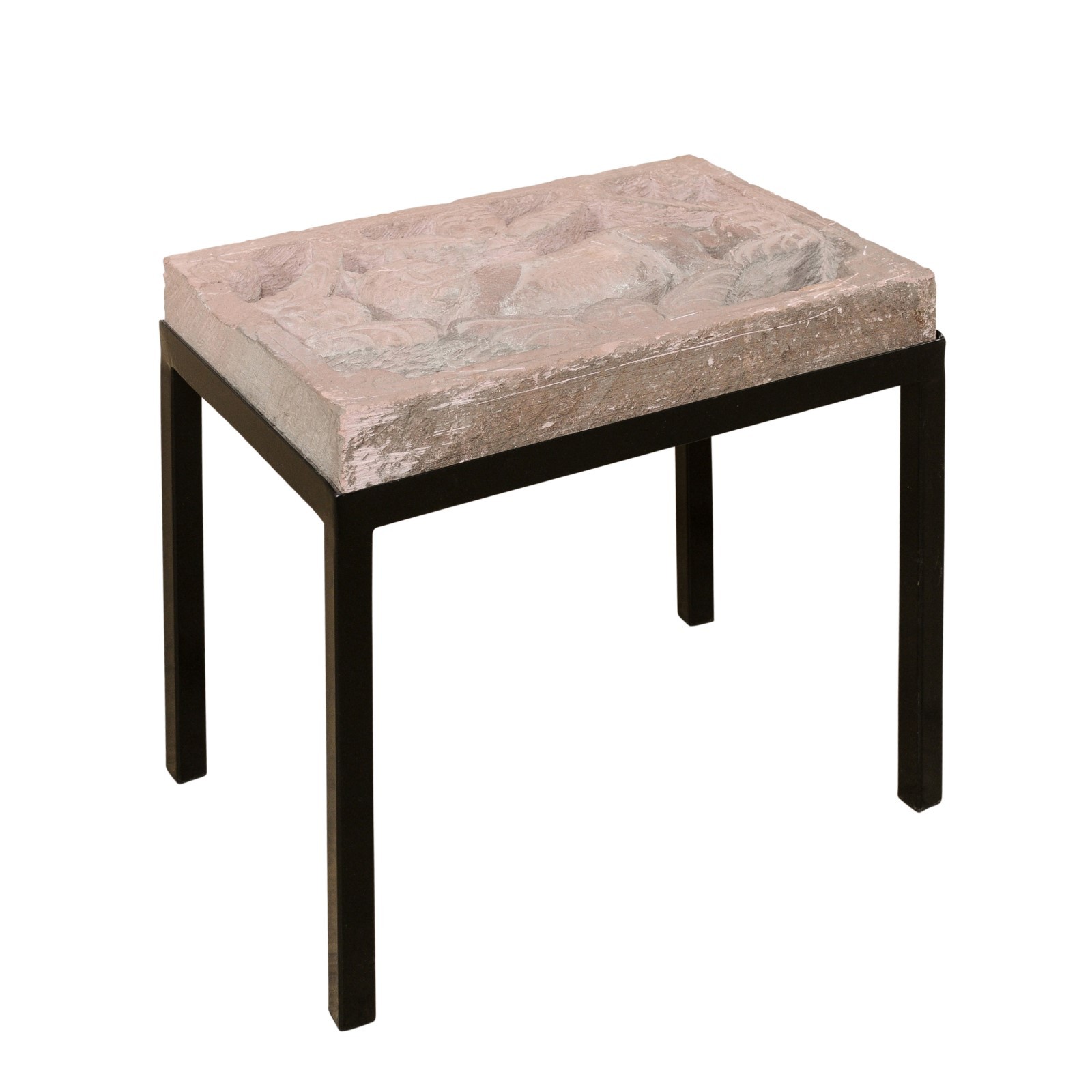 Playful "Gato" Carved-Stone Top Side Table