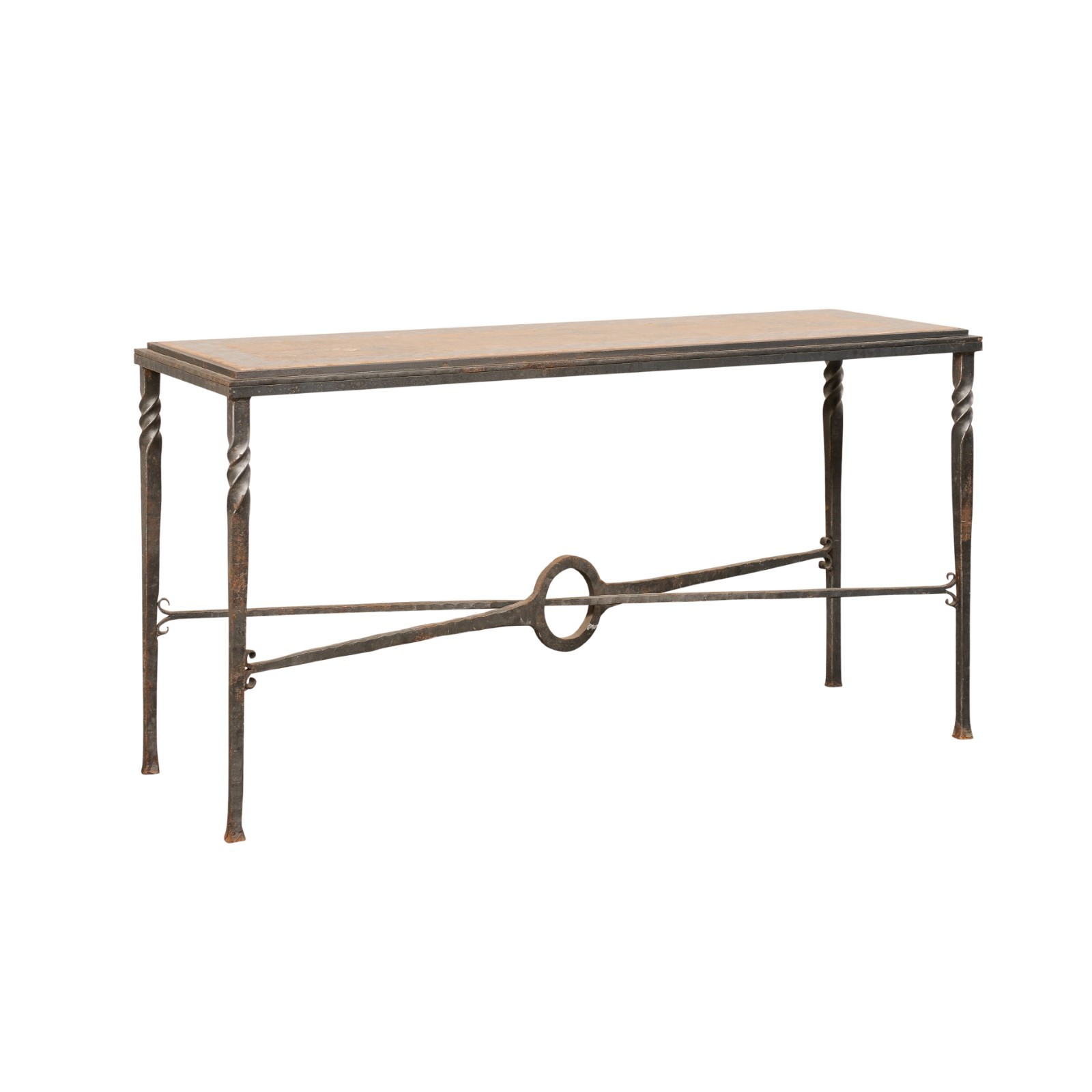 Mosaic Stone Top Console Table w/Iron Base