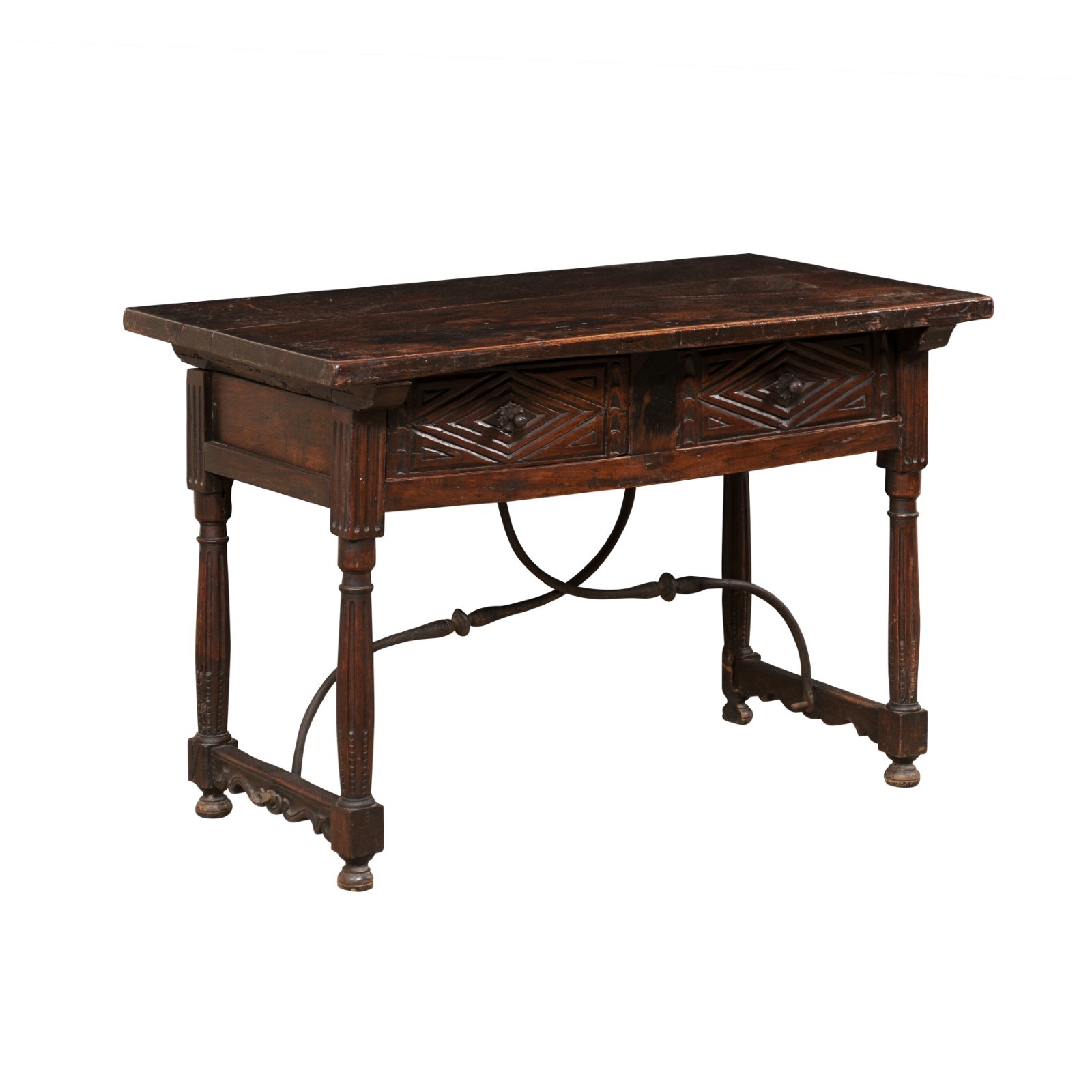 Late 18th C. Italian Iron-Stretcher Table