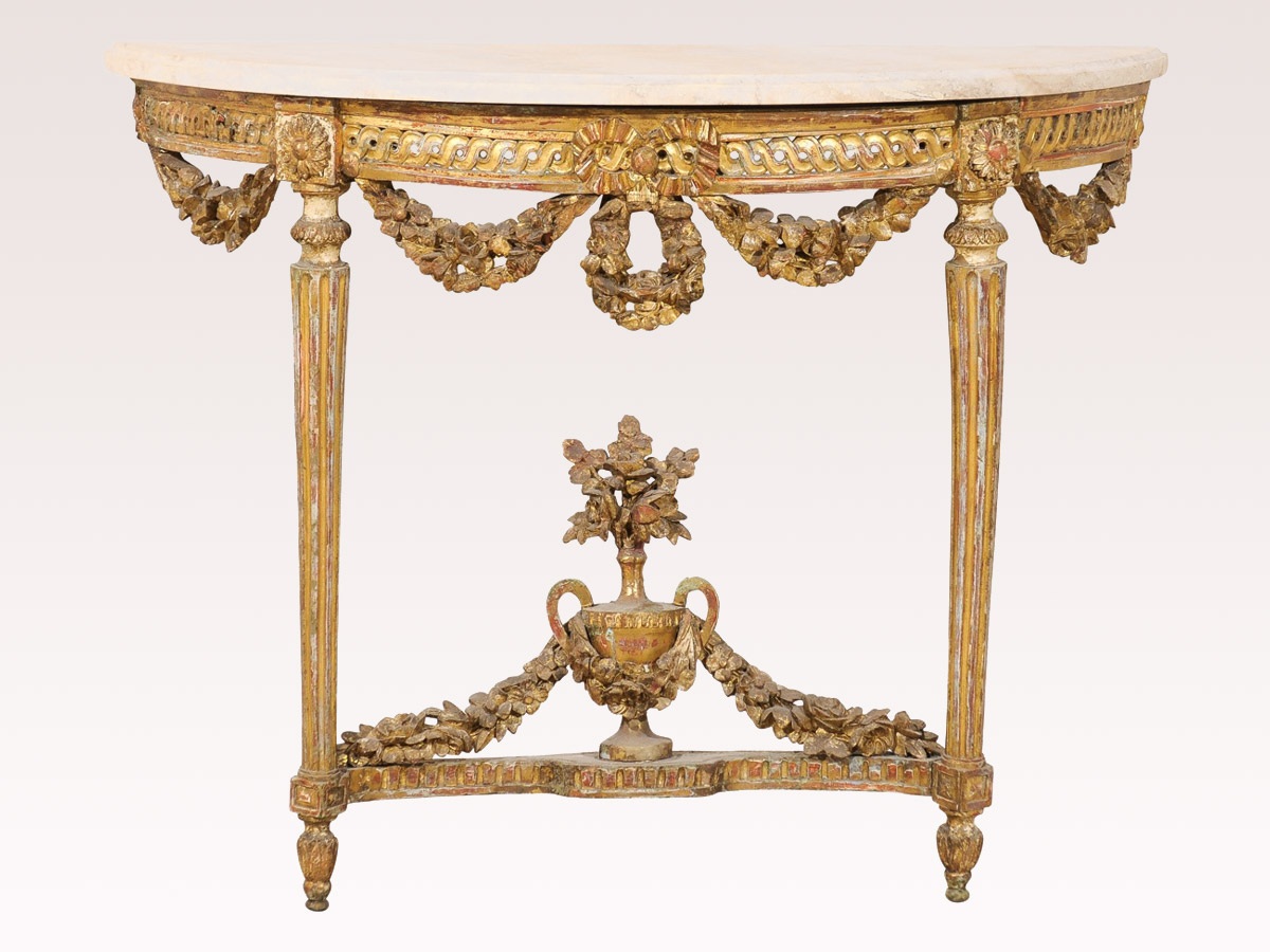 Italian Marble Top Console Table