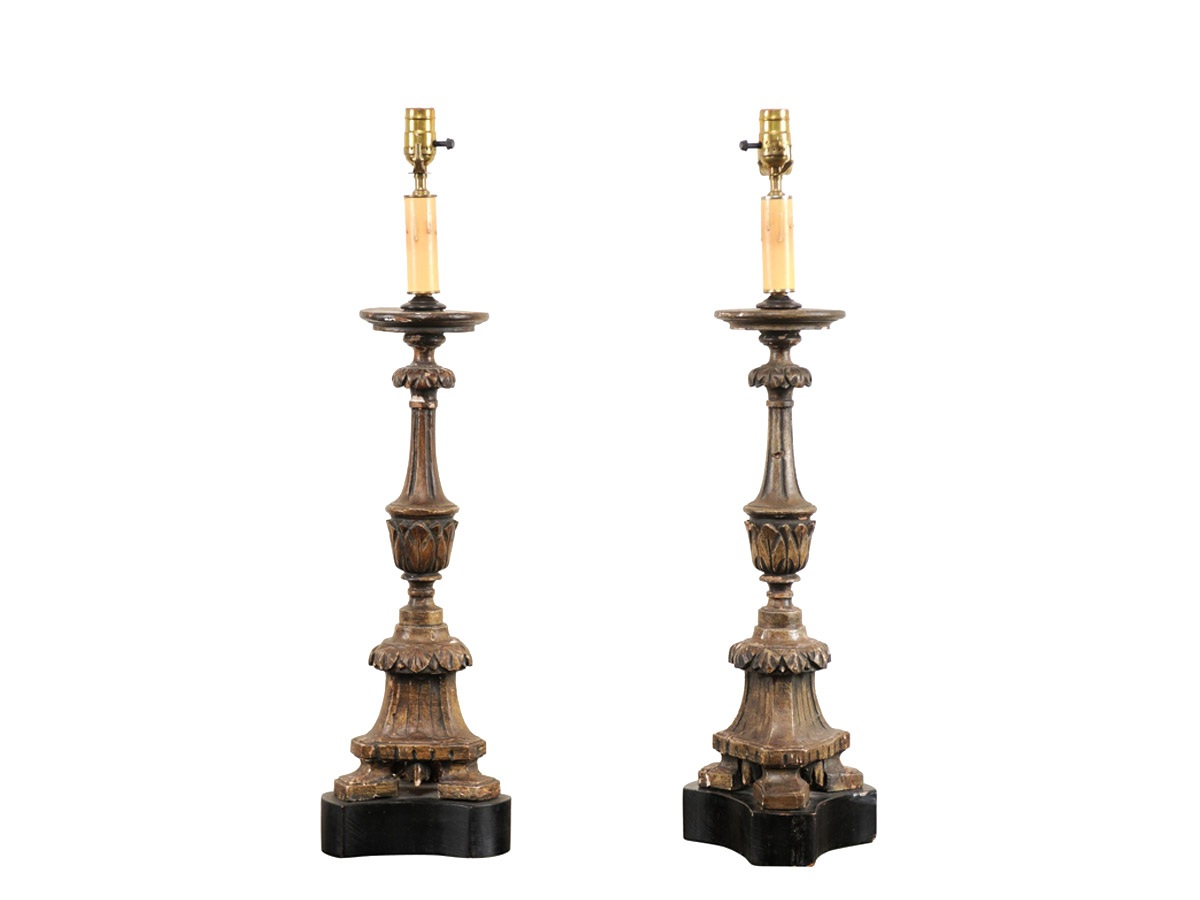 Pair of Italian Alter Stick Lamps