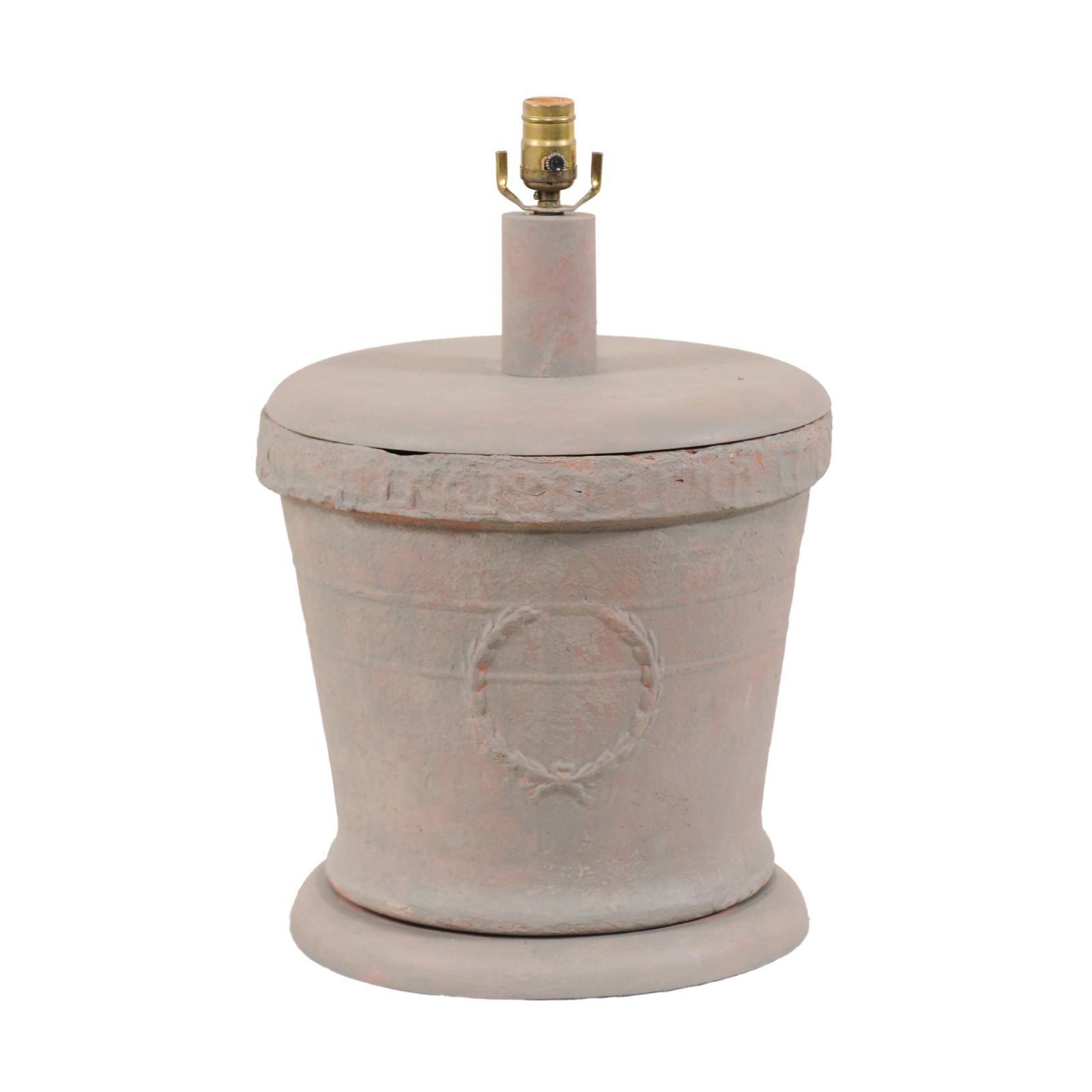 French Clay Pot Table Lamp w/Laurel Wreath