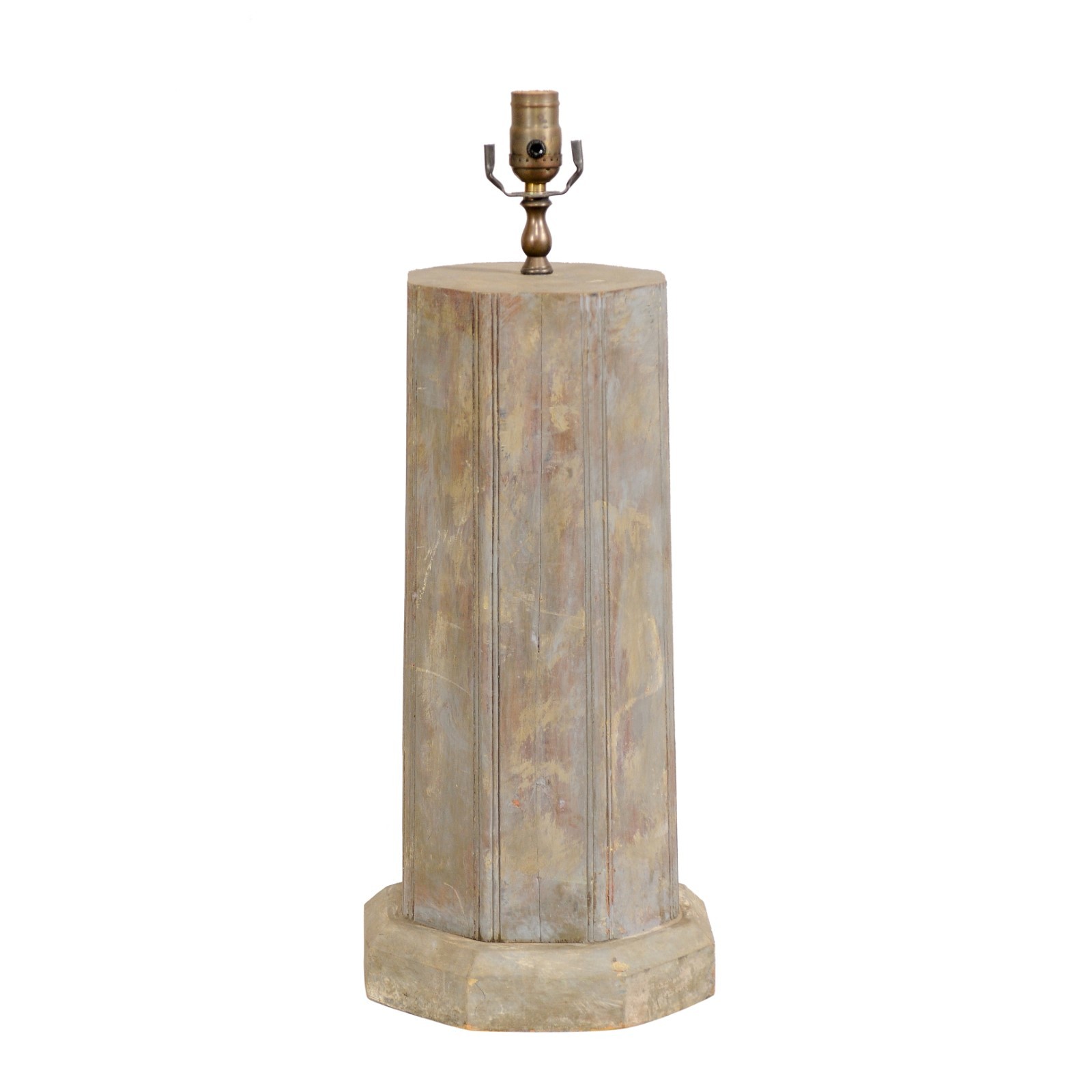 Single Table Lamp w/ Wood Column Body