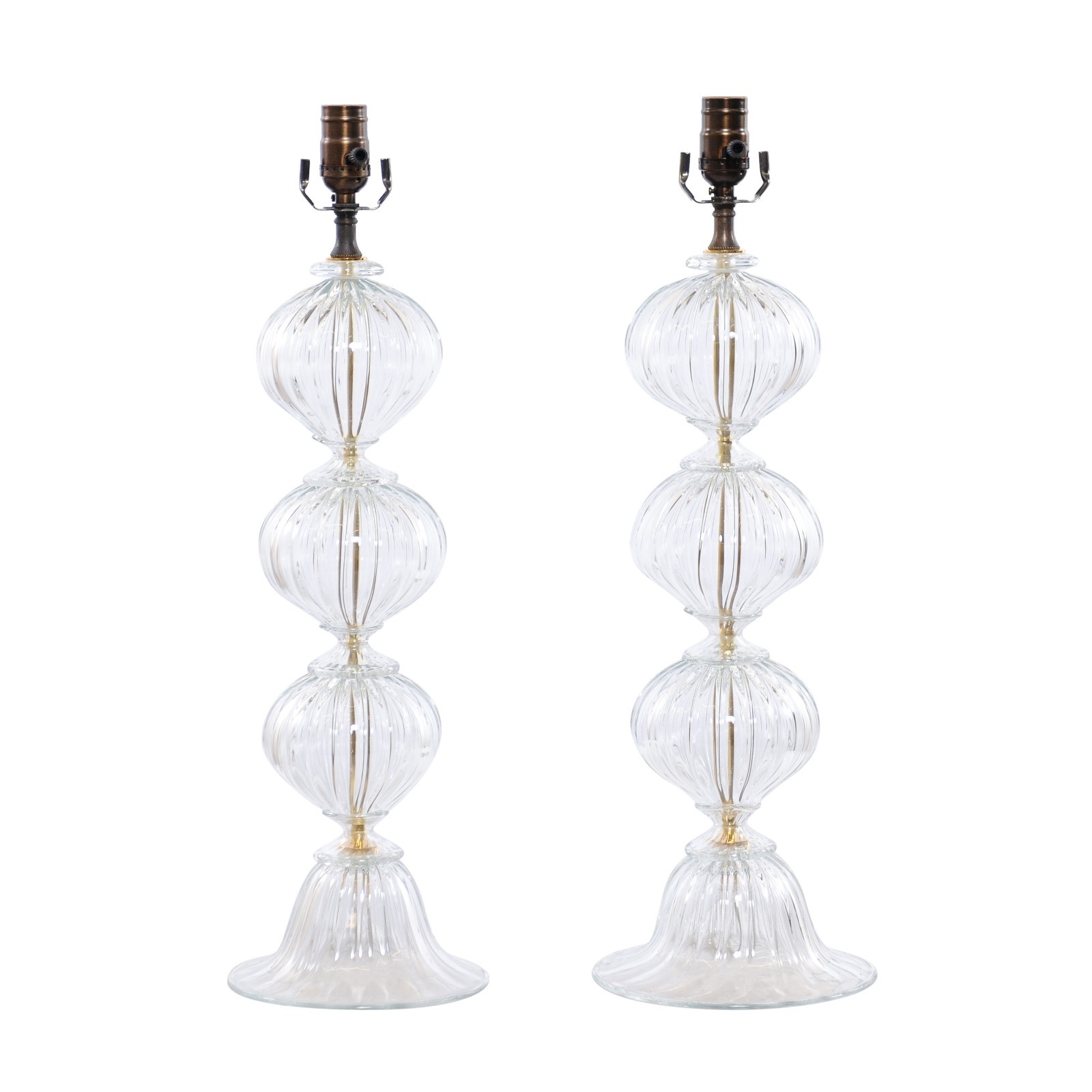 Pair Hand-Blown Murano Glass Table Lamps